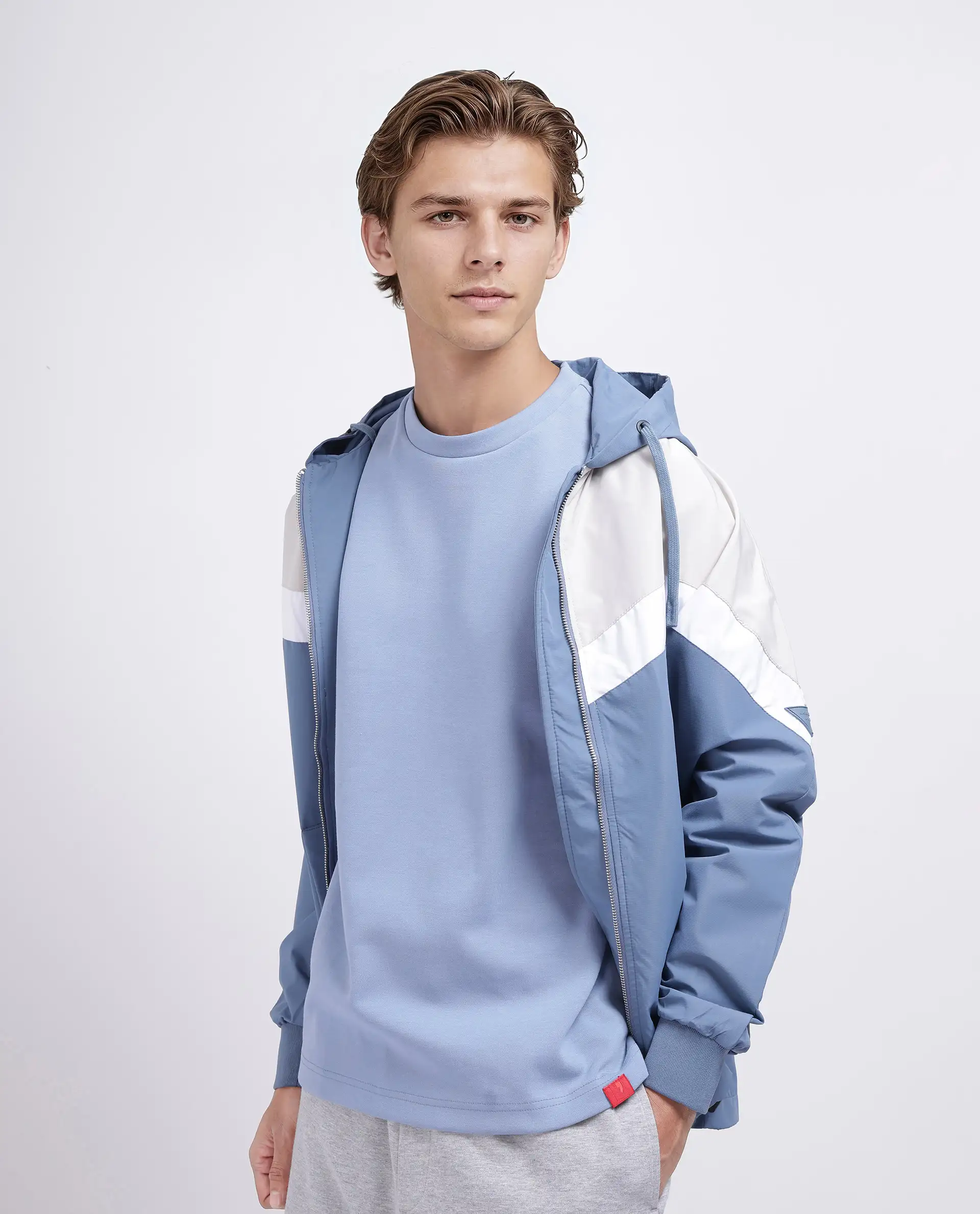 Rare Rabbit Men's Qlos Dusky Blue Cotton Blend Plain Boxy Fit Half Sleeve Crew Neck T-Shirt - Image 2