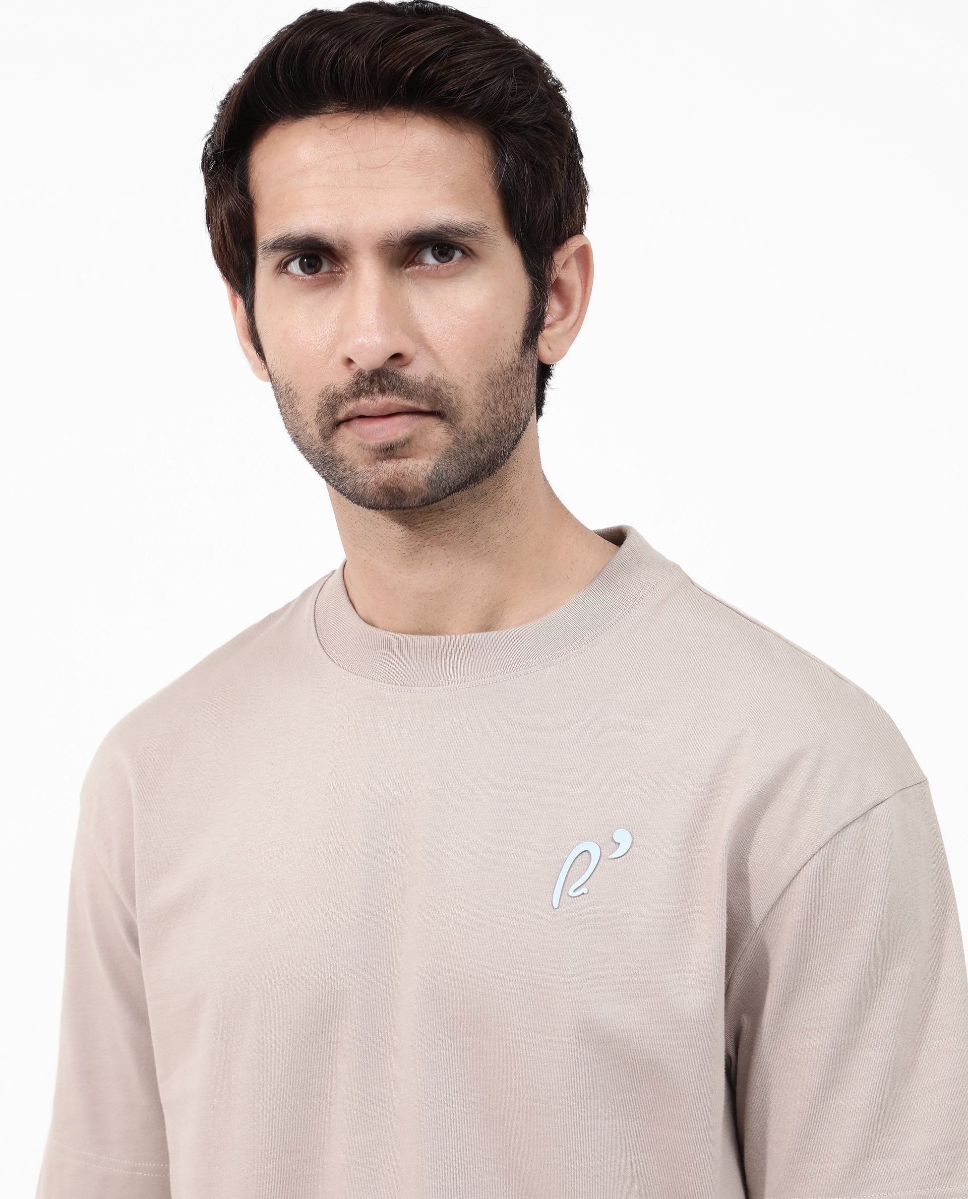 Rare Rabbit Articale Mens Quade Beige Cotton Polyester Fabric Short Sleeve Crew Neck Oversized Fit Graphic Printed T-Shirt - Image 9