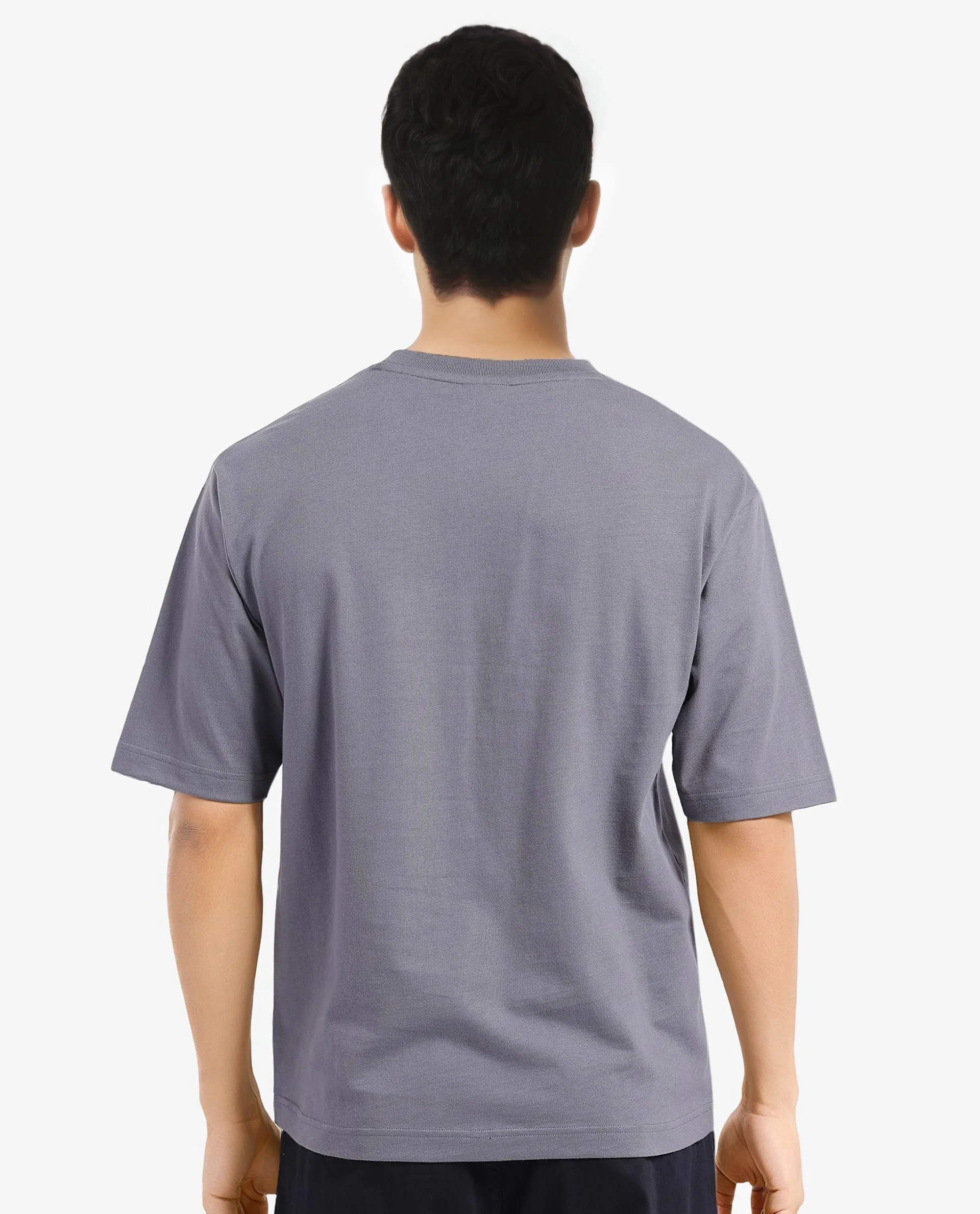 Rare Rabbit Men's Que Grey Cotton Graphic Print Regular Fit Half Sleeve Crew Neck T-Shirt - Image 4