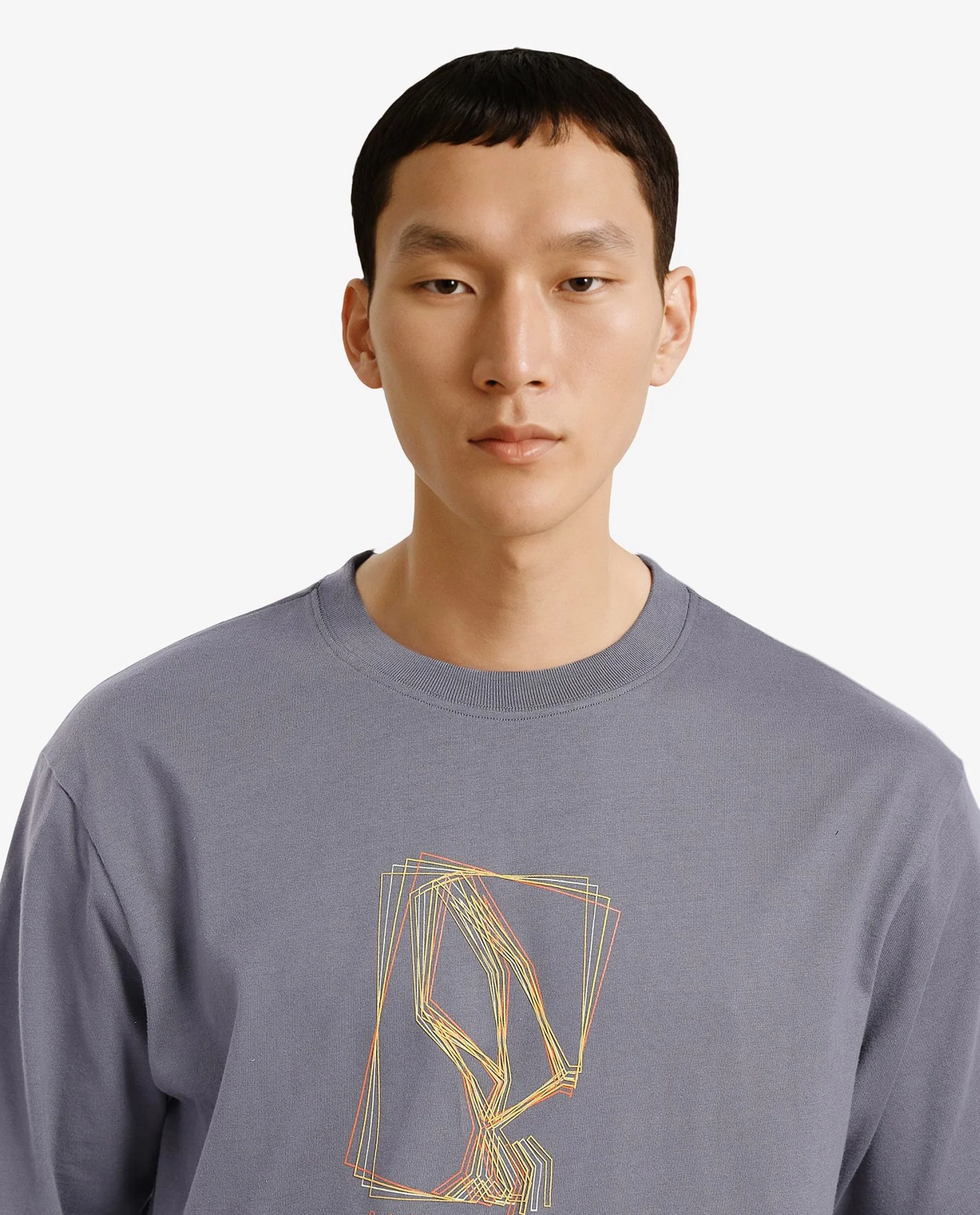 Rare Rabbit Men's Que Grey Cotton Graphic Print Regular Fit Half Sleeve Crew Neck T-Shirt - Image 7