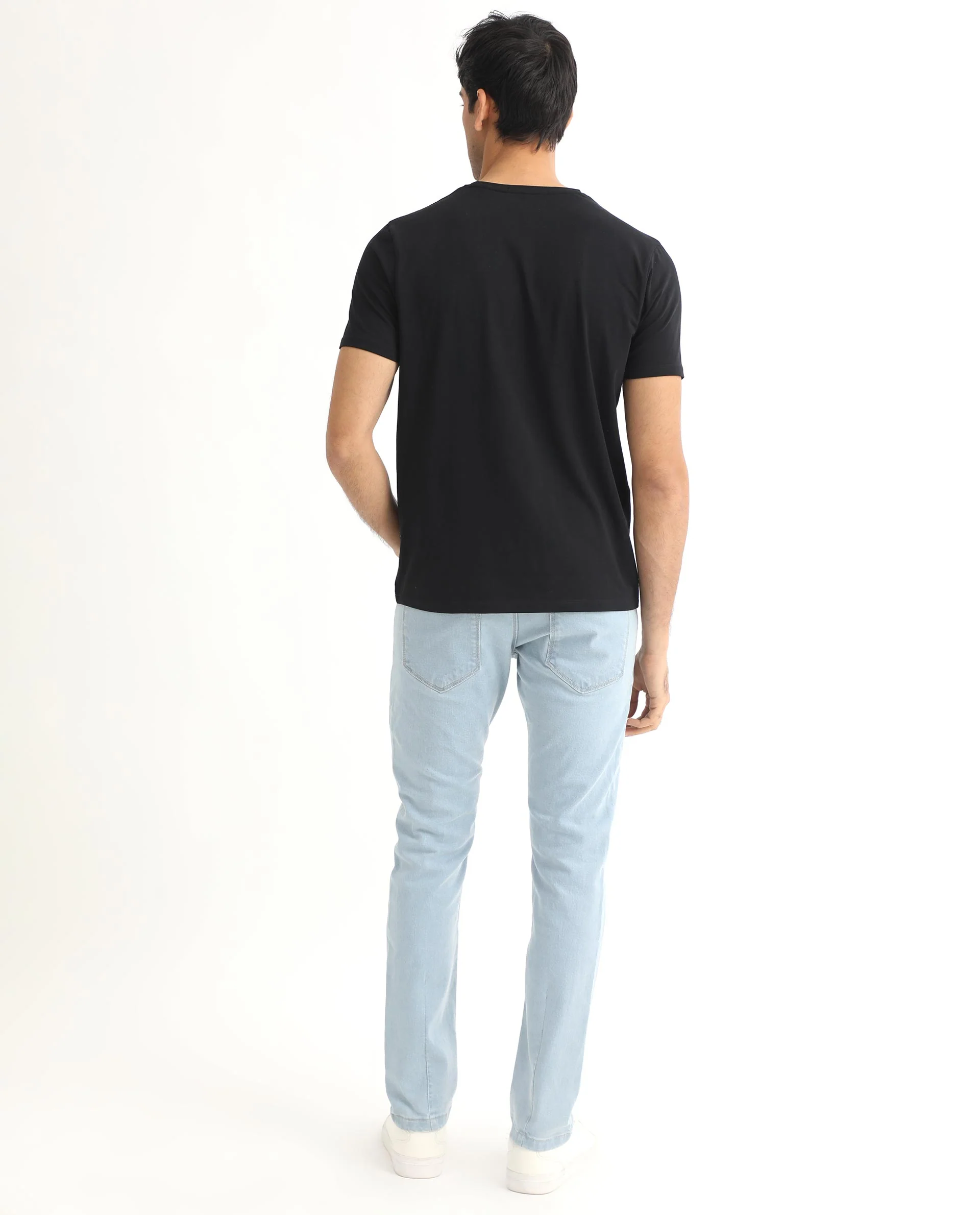 Rare Rabbit Men's Quet Black Cotton Graphic Print Slim Fit Half Sleeve Crew Neck T-Shirt - Image 9