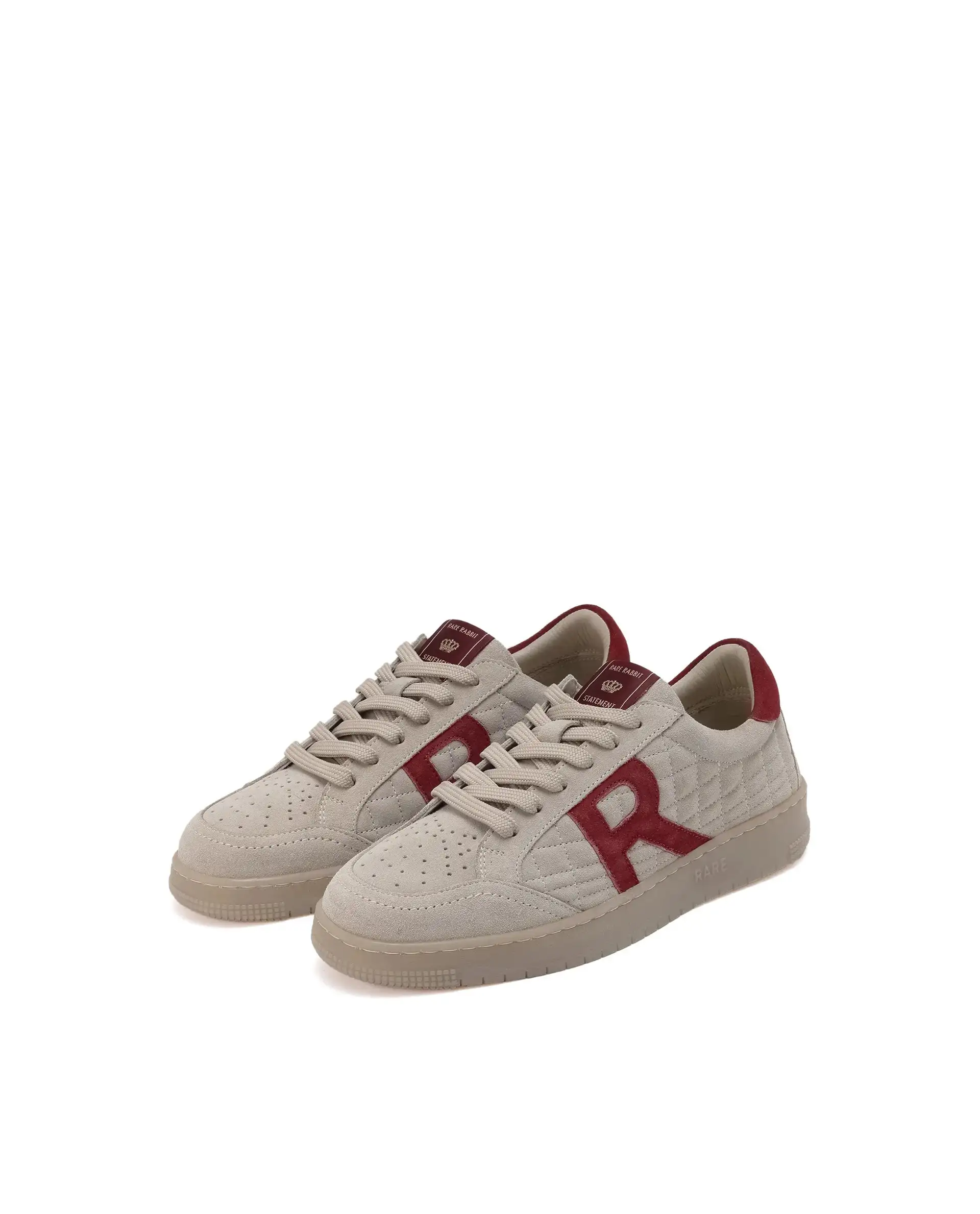 Rare Rabbit Men Quilt Beige Premium Suede Fabric Low-Top Lace Up Quilted Sneaker Shoes - Image 3
