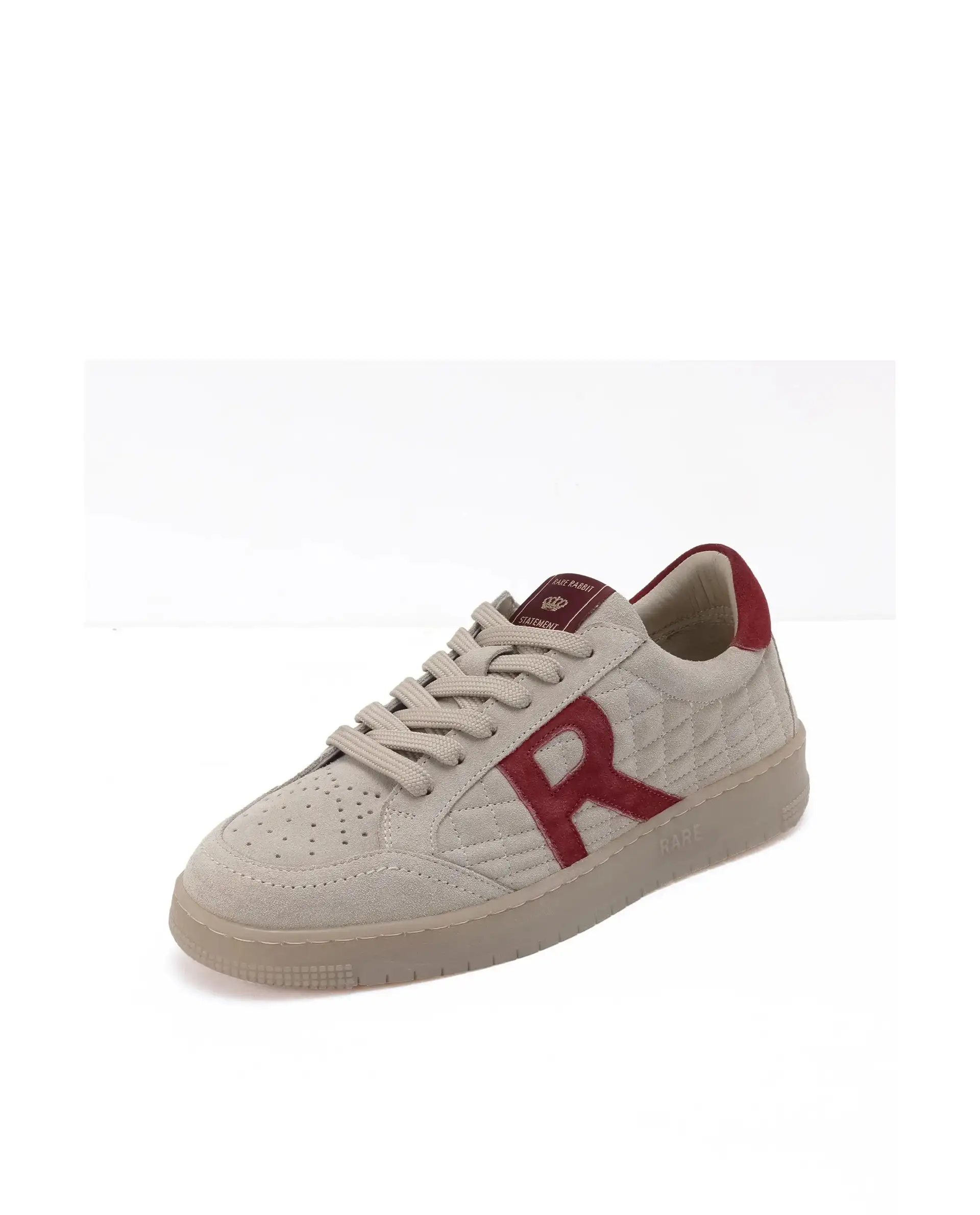 Rare Rabbit Men Quilt Beige Premium Suede Fabric Low-Top Lace Up Quilted Sneaker Shoes - Image 7