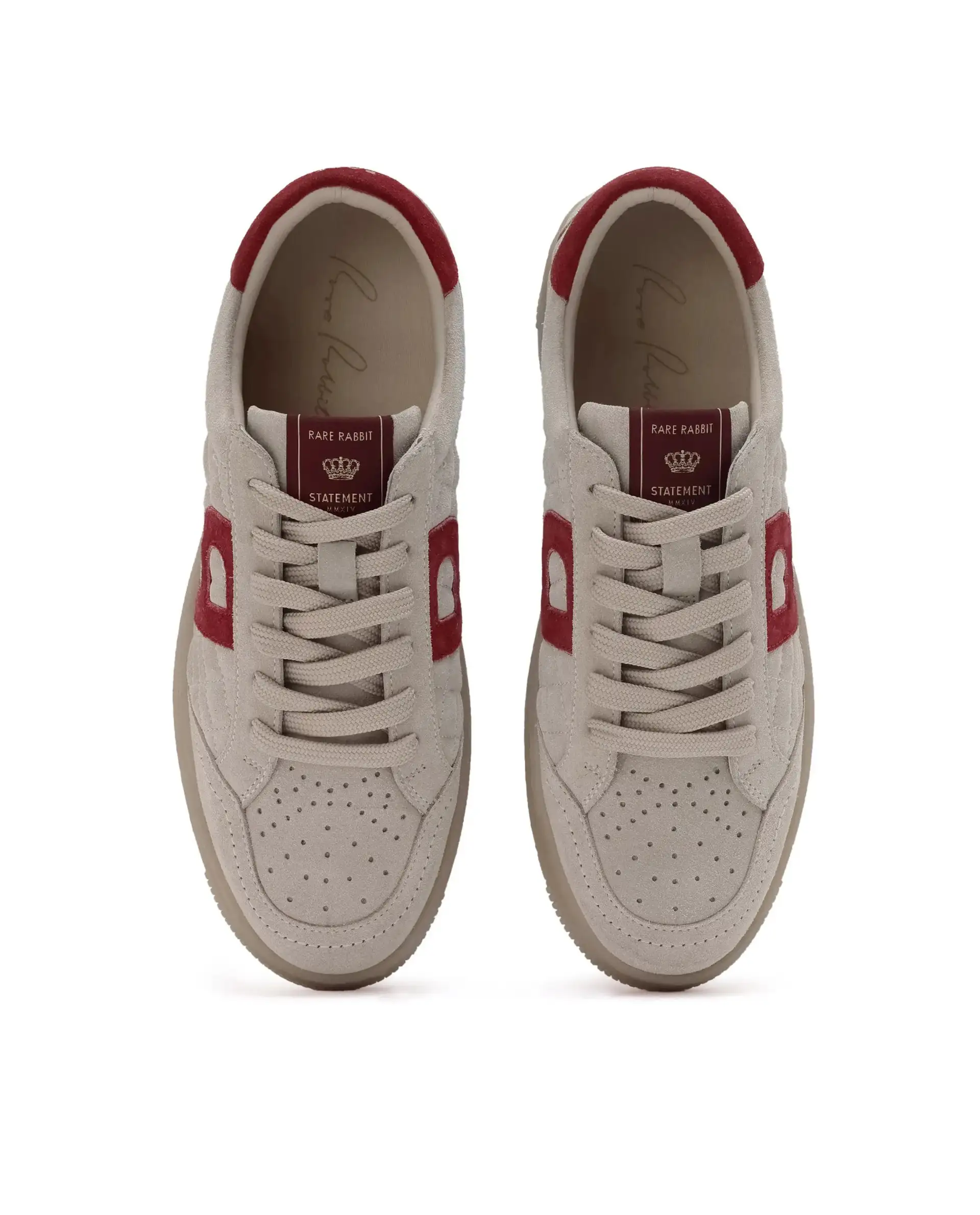 Rare Rabbit Men Quilt Beige Premium Suede Fabric Low-Top Lace Up Quilted Sneaker Shoes - Image 8