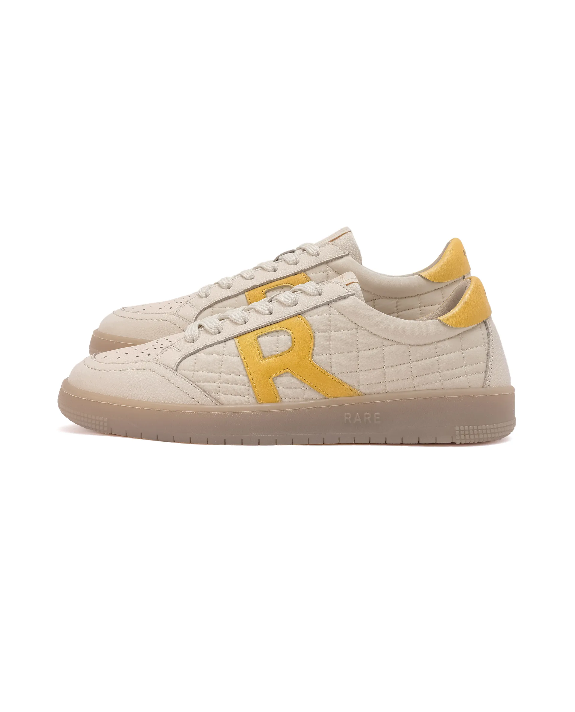 Rare Rabbit Men Quilt Yellow Parachute Fabric With Milled Leather Low-Top Lace Up Quilted Sneaker Shoes Shoes - Image 6
