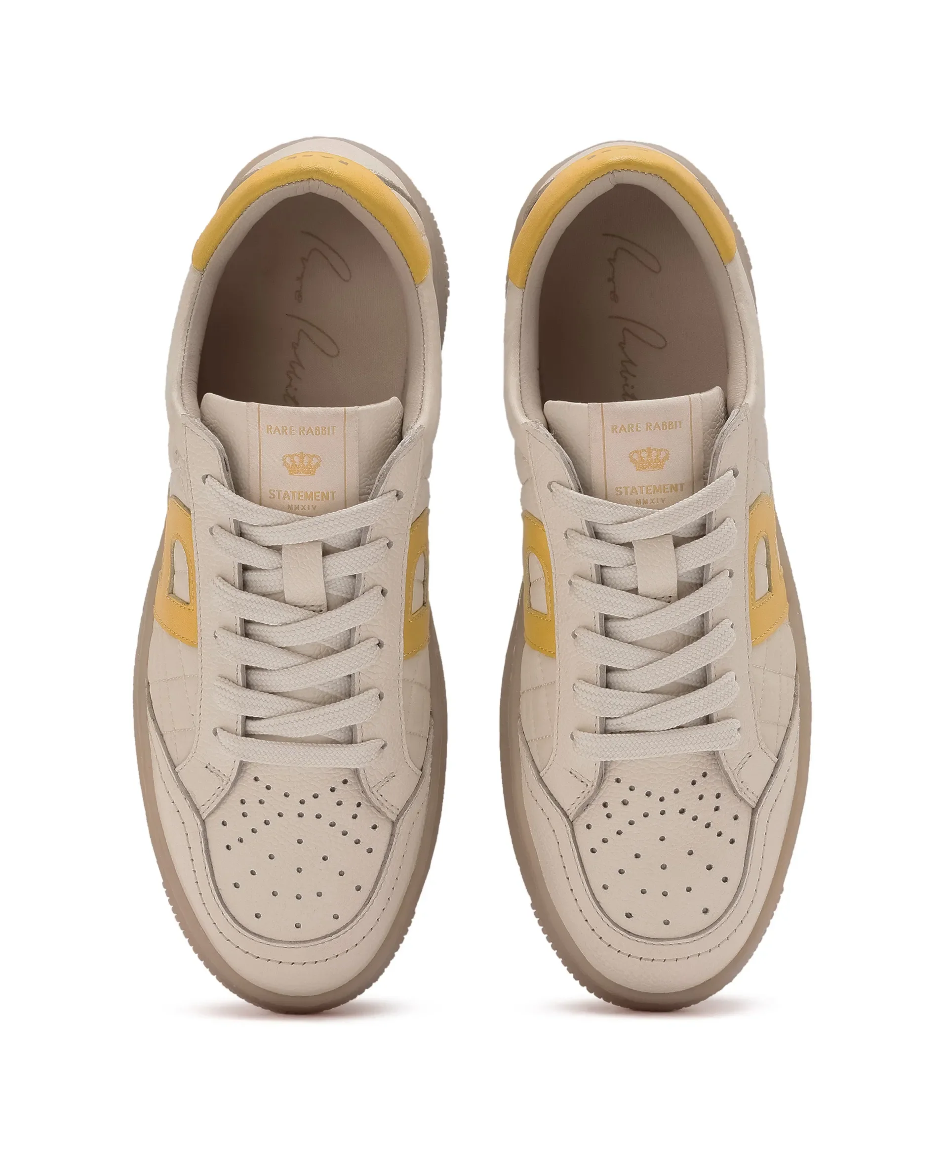 Rare Rabbit Men Quilt Yellow Parachute Fabric With Milled Leather Low-Top Lace Up Quilted Sneaker Shoes Shoes - Image 8