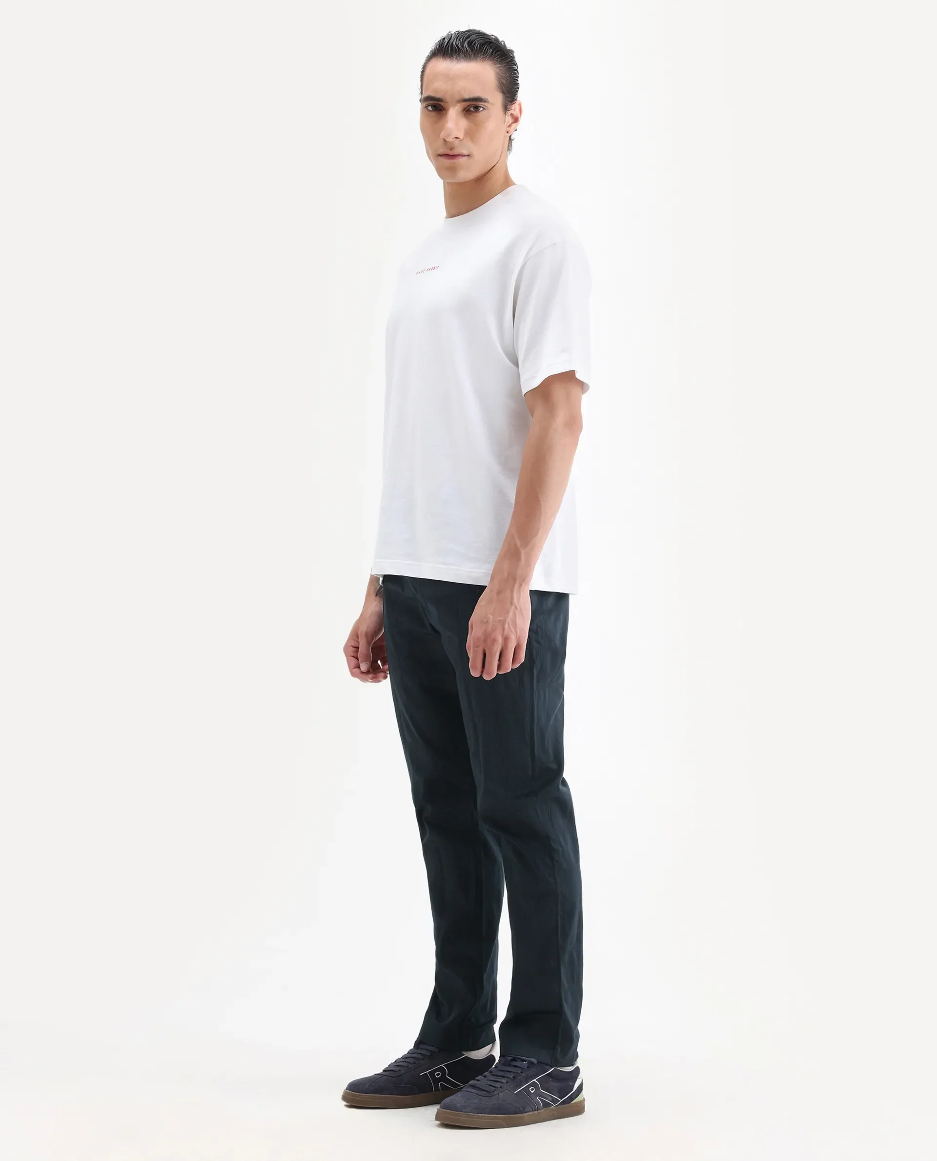 Rare Rabbit Men's Quince Dark Navy Cotton Checked Print Regular Fit Trouser - Image 4