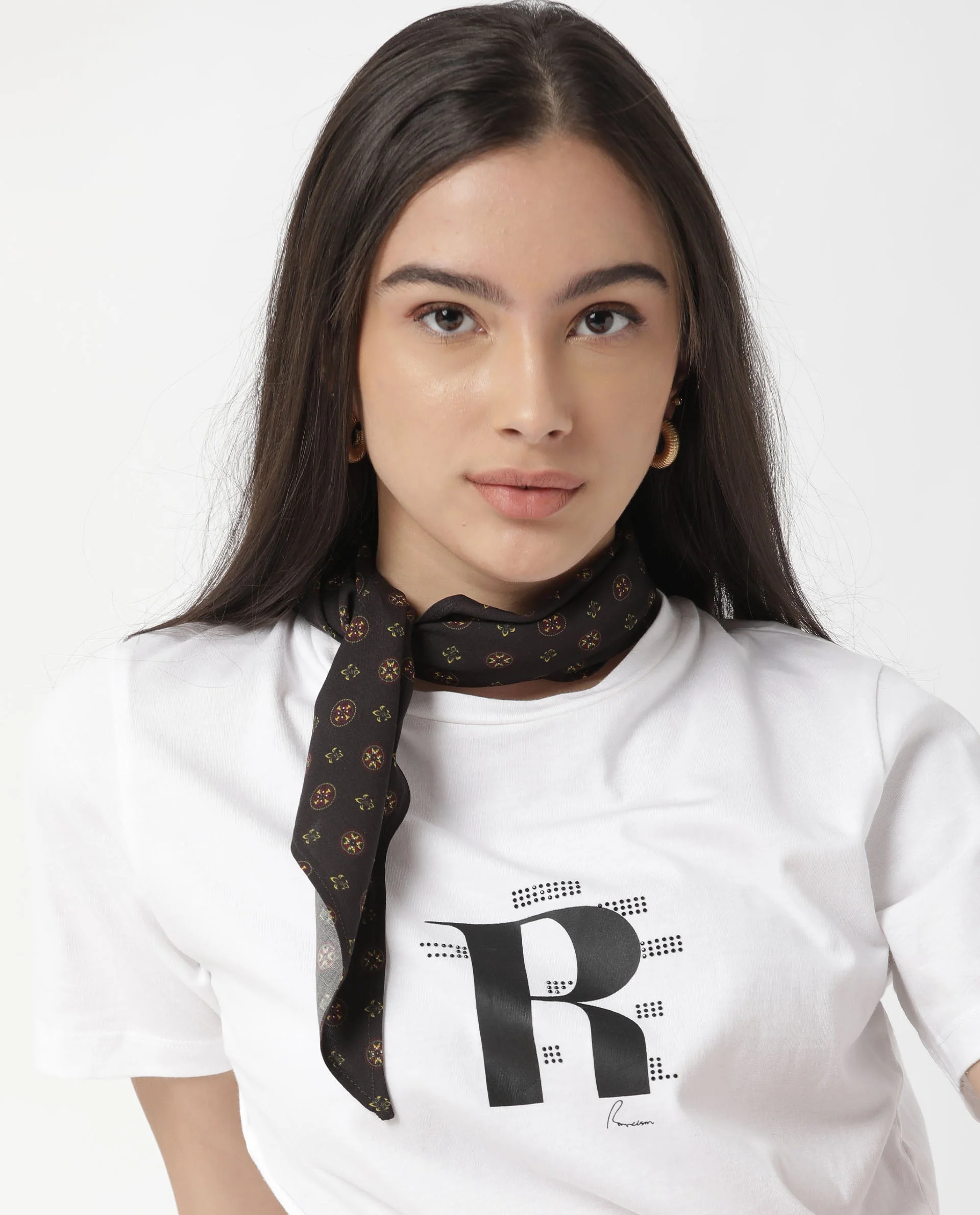 Rareism Women Quinnley Black Scarf Cotton Silk - Image 3