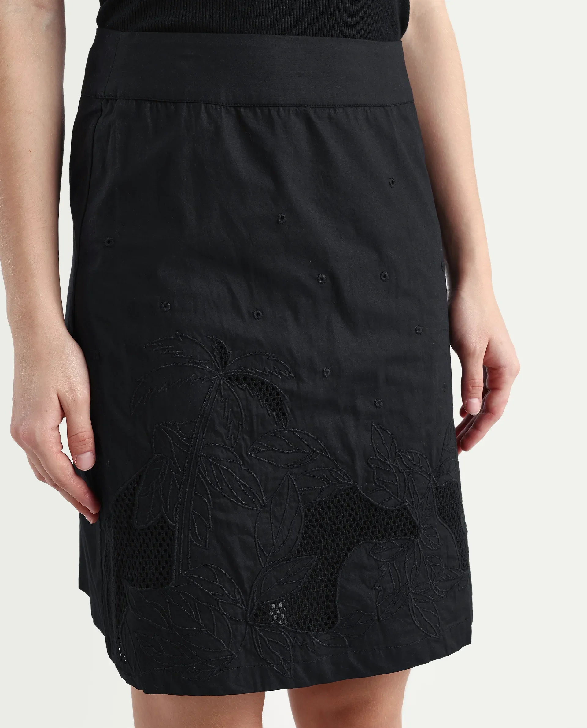 Rareism Women's Quitti B Light Multi Cotton Plain Mini Regular Fit Skirt - Image 4