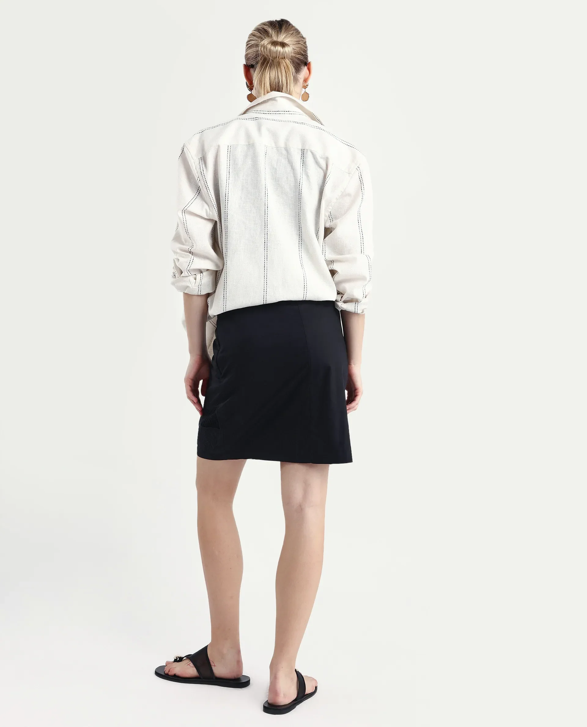Rareism Women's Quitti B Light Multi Cotton Plain Mini Regular Fit Skirt - Image 7