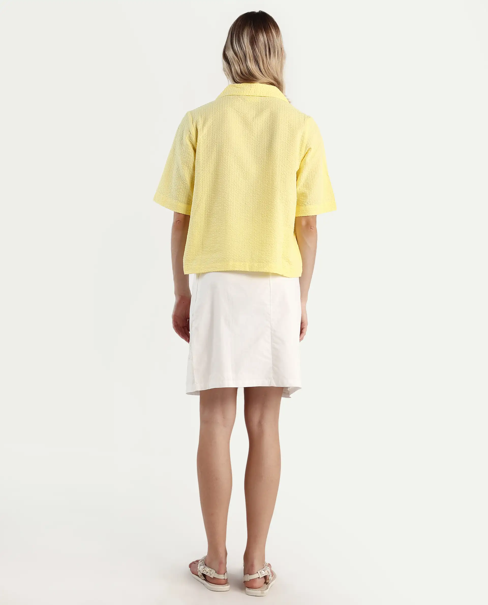 Rareism Women's Quitti B Light Multi Cotton Plain Mini Regular Fit Skirt - Image 7