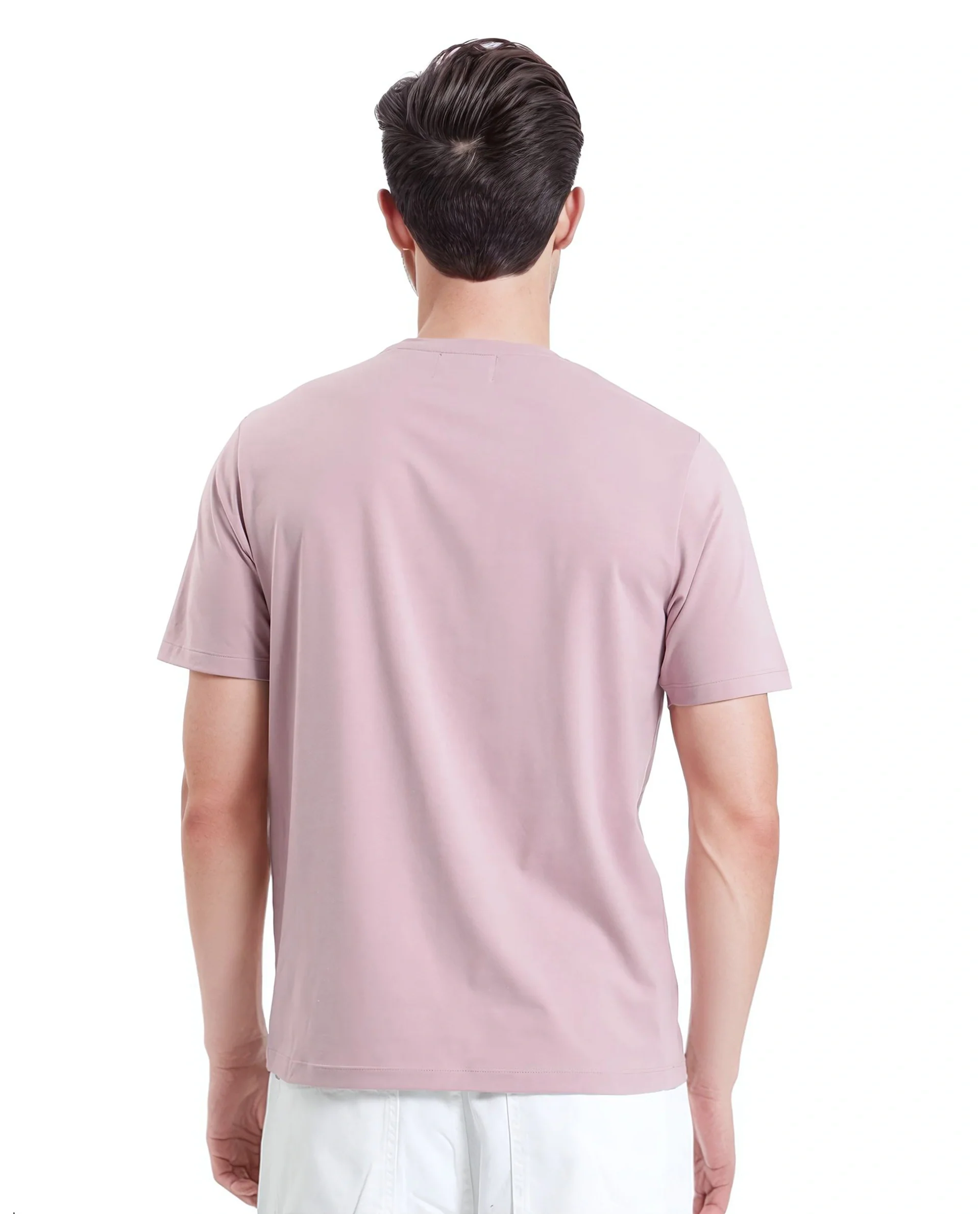 Rare Rabbit Men's Quix Pastel Pink Cotton Blend Graphic Print Regular Fit Half Sleeve Crew Neck T-Shirt - Image 7
