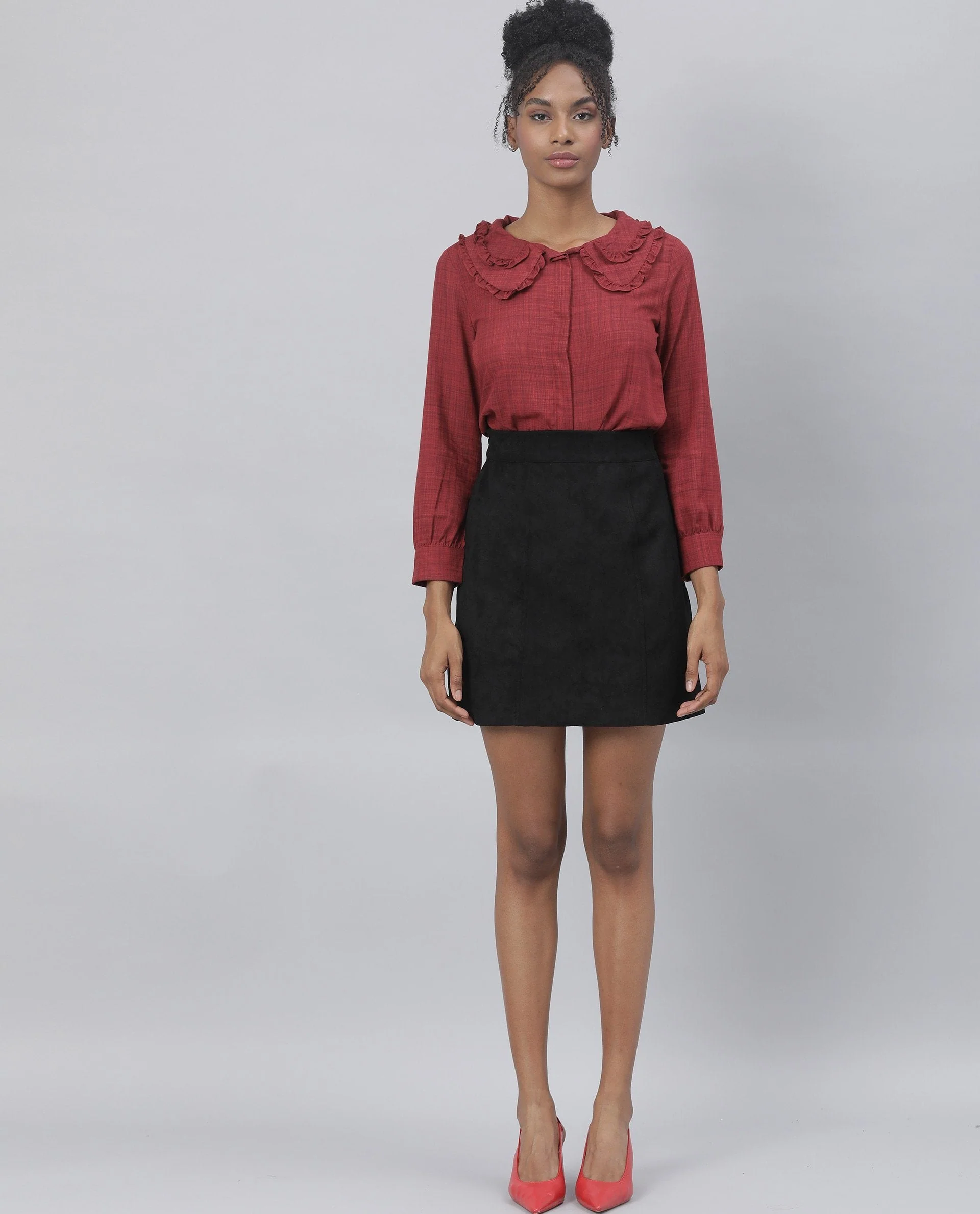 Rareism Women Quote Black Skirt Solid - Image 3