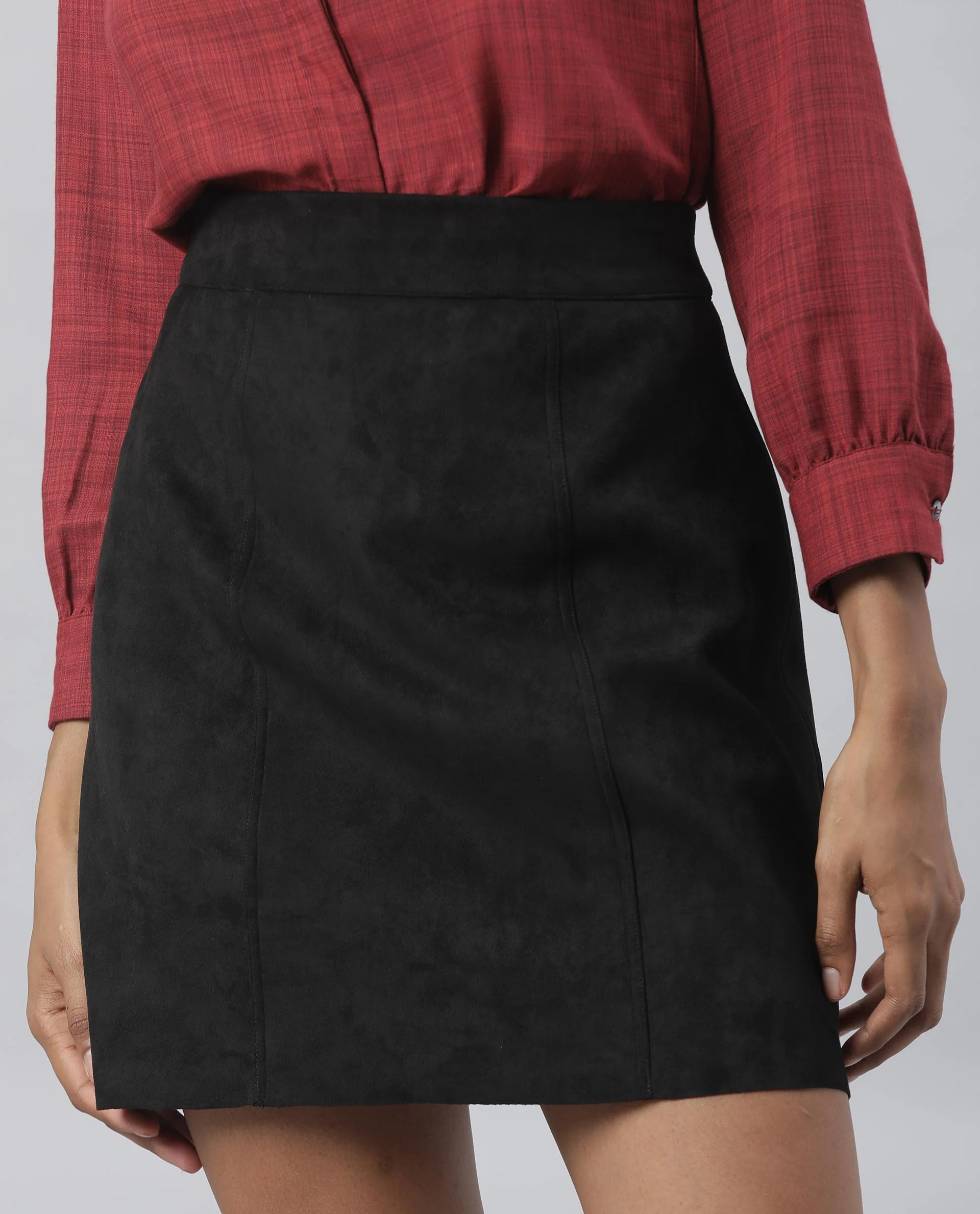 Rareism Women Quote Black Skirt Solid - Image 6