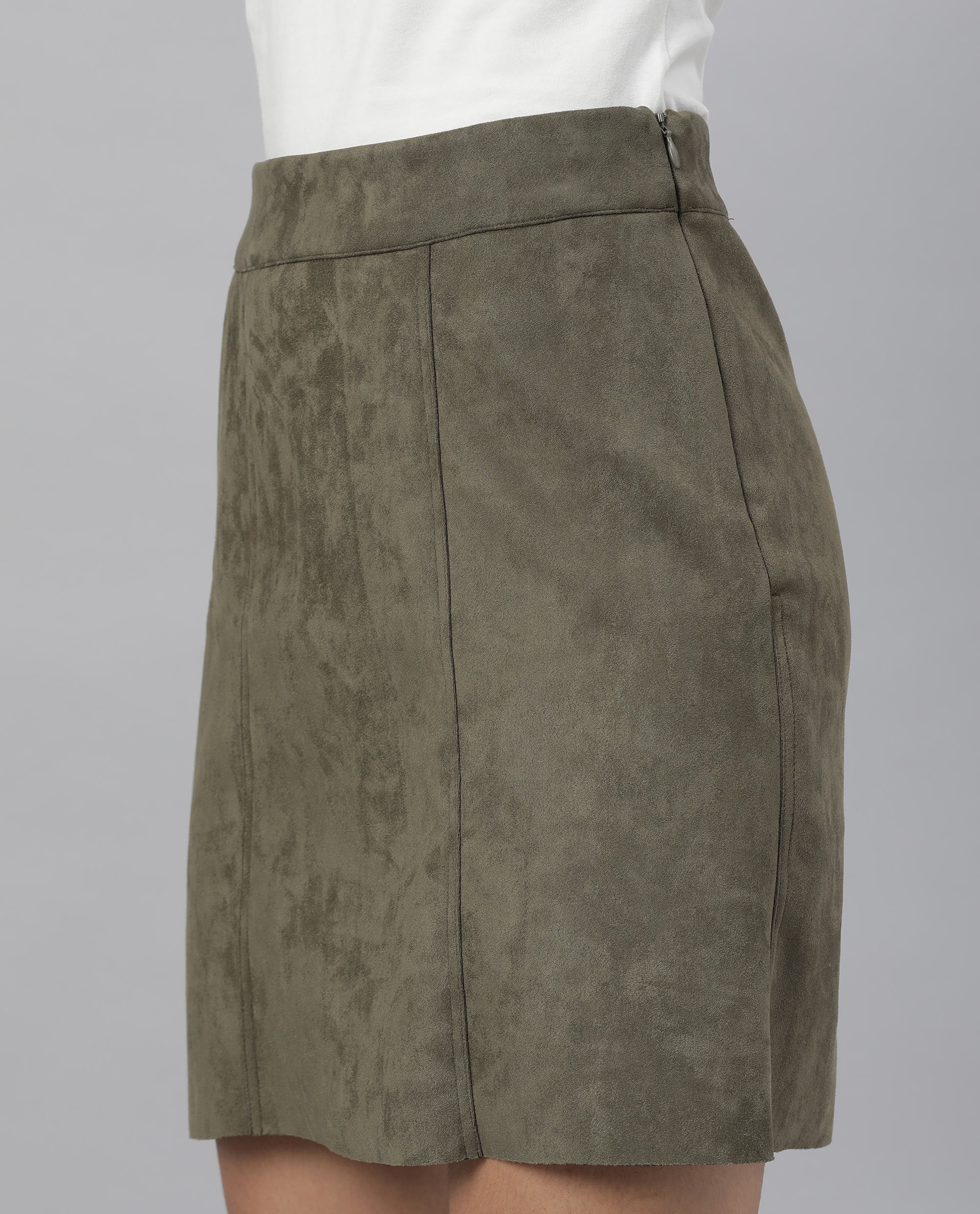 Rareism Women Quote Green Skirt Solid