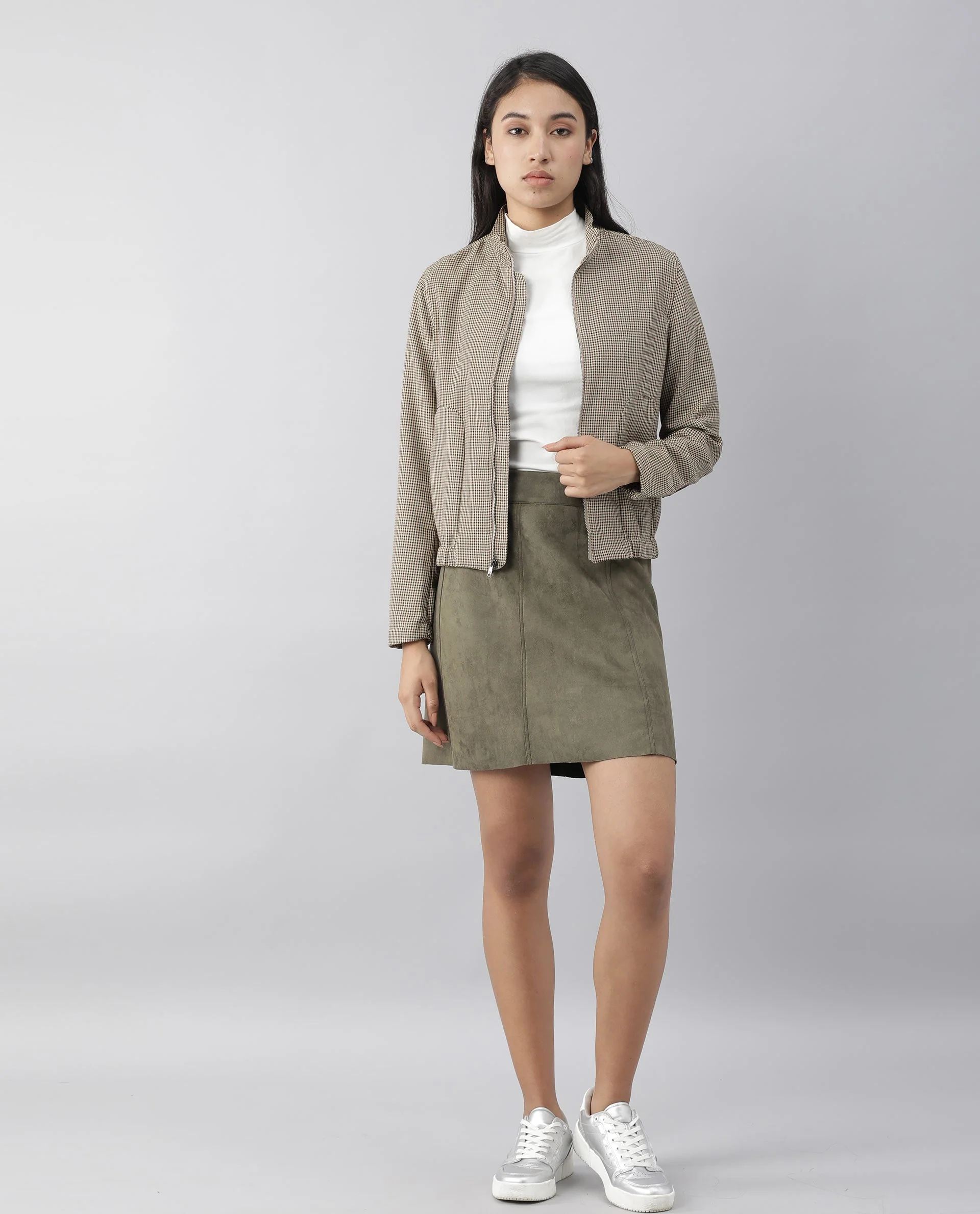 Rareism Women Quote Green Skirt Solid - Image 2