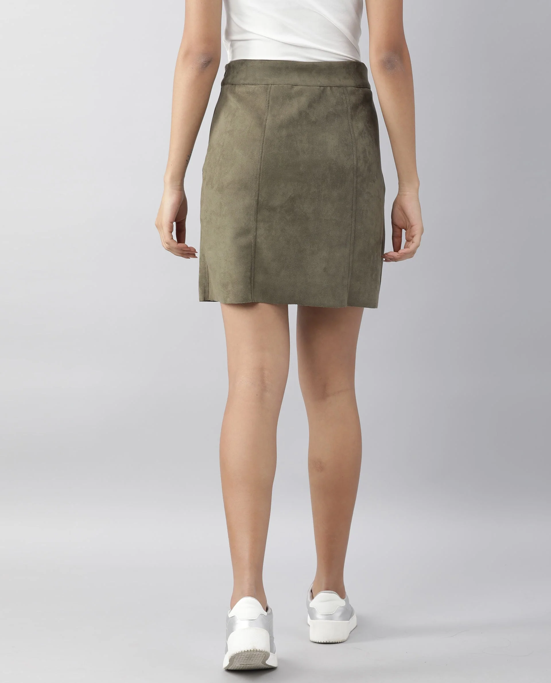 Rareism Women Quote Green Skirt Solid - Image 7