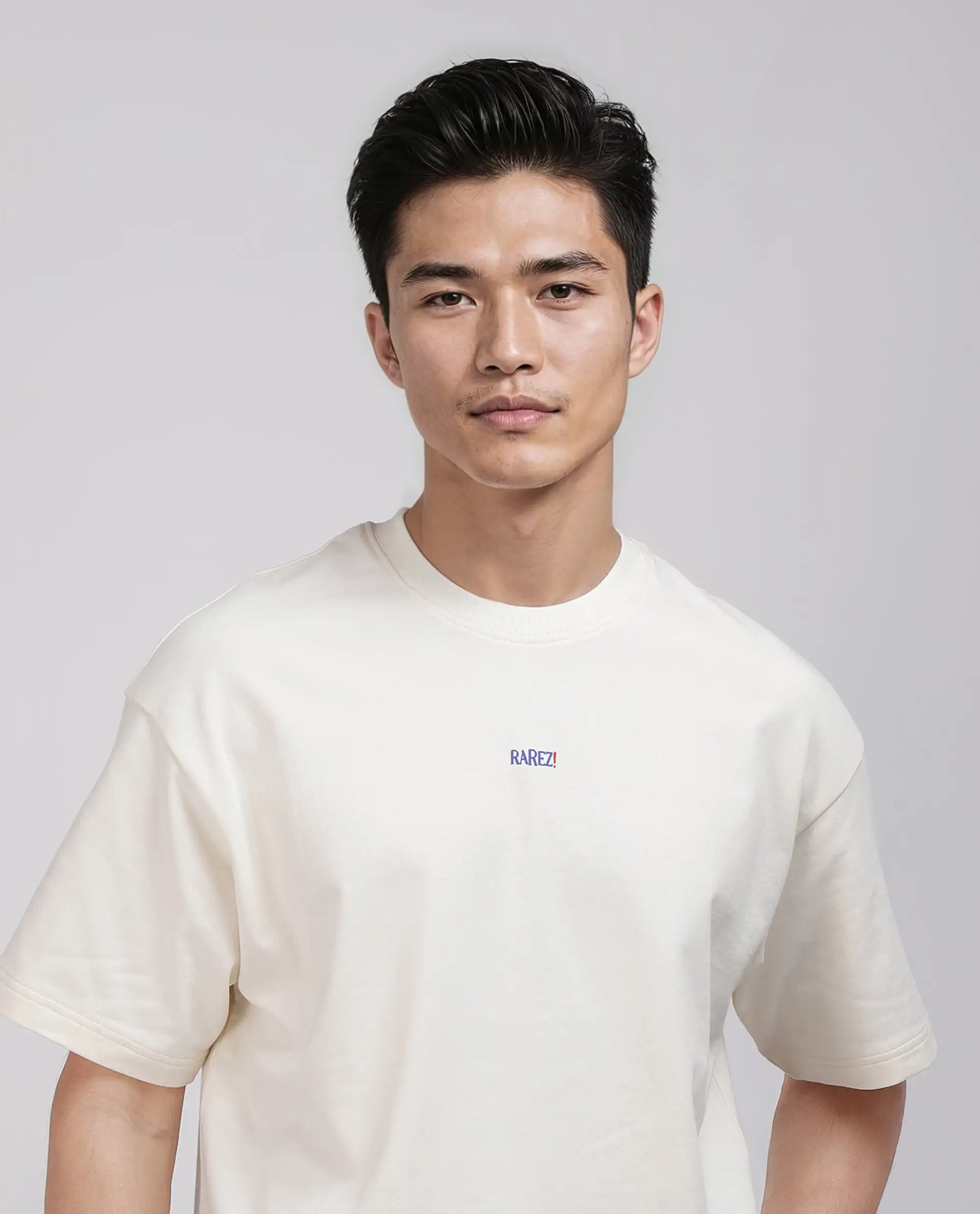 Rare Rabbit Men's Quote Off White Cotton Graphic Print Oversized Fit Half Sleeve Crew Neck T-Shirt - Image 8