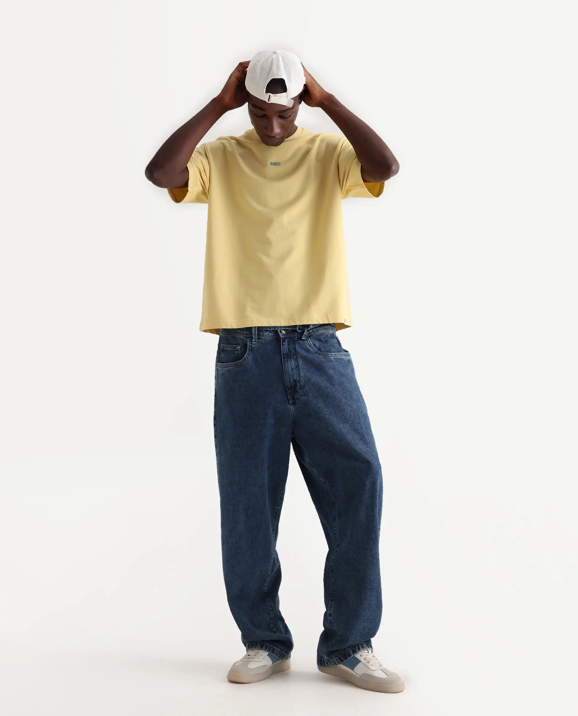 Rare Rabbit Men's Quote Yellow Cotton Graphic Print Oversized Fit Half Sleeve Crew Neck T-Shirt - Image 2