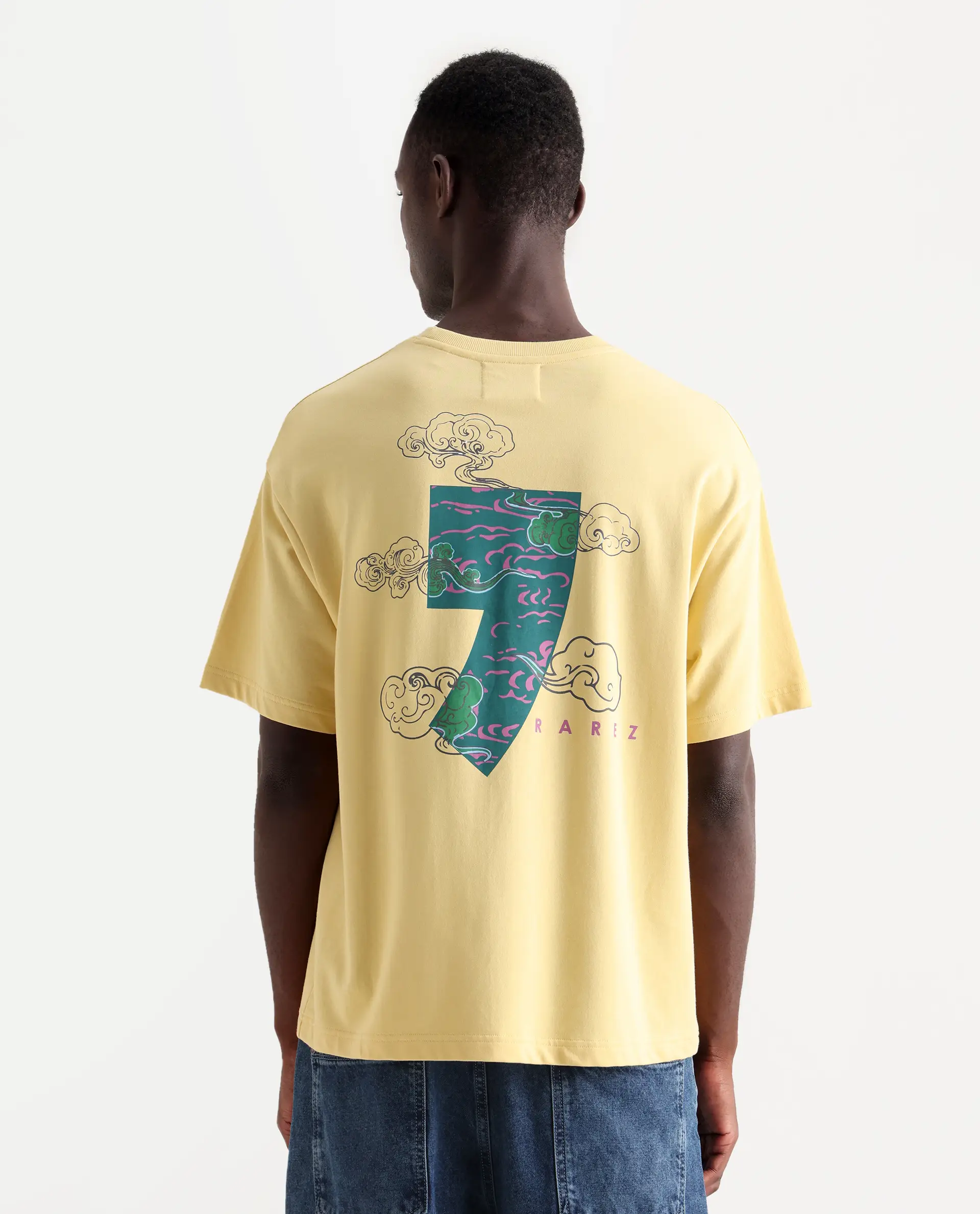 Rare Rabbit Men's Quote Yellow Cotton Graphic Print Oversized Fit Half Sleeve Crew Neck T-Shirt - Image 7