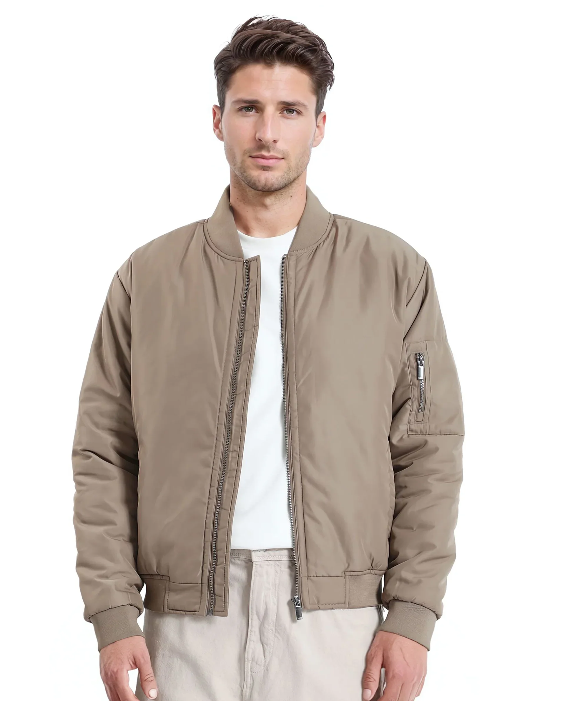 Rare Rabbit Men's Quoto Brown Polyester Plain Regular Fit Full Sleeve Ribbed Collar Jacket - Image 2