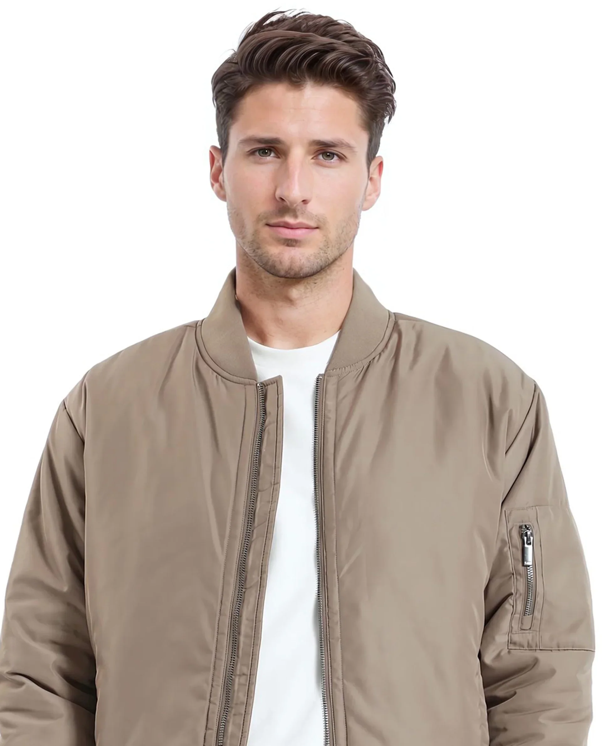 Rare Rabbit Men's Quoto Brown Polyester Plain Regular Fit Full Sleeve Ribbed Collar Jacket - Image 3