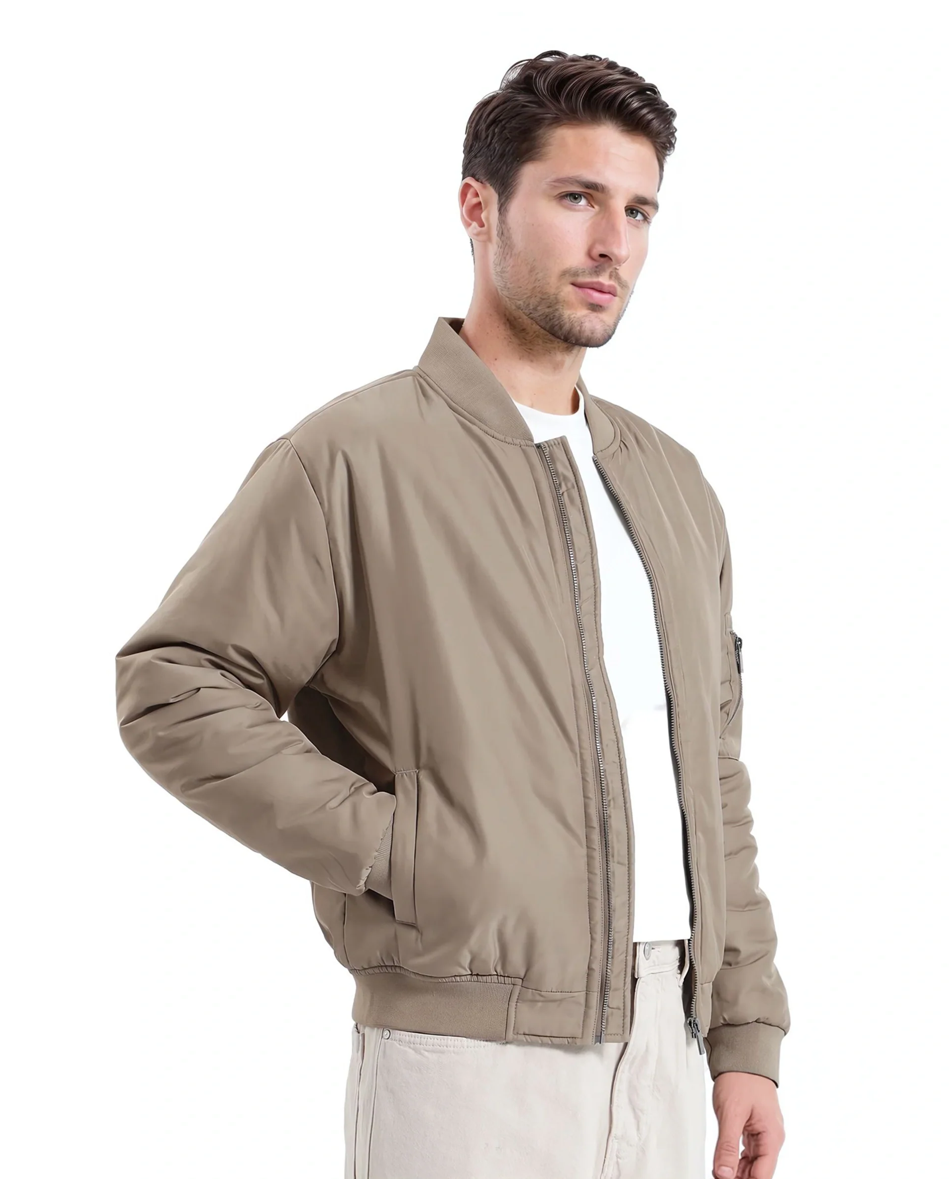 Rare Rabbit Men's Quoto Brown Polyester Plain Regular Fit Full Sleeve Ribbed Collar Jacket - Image 6
