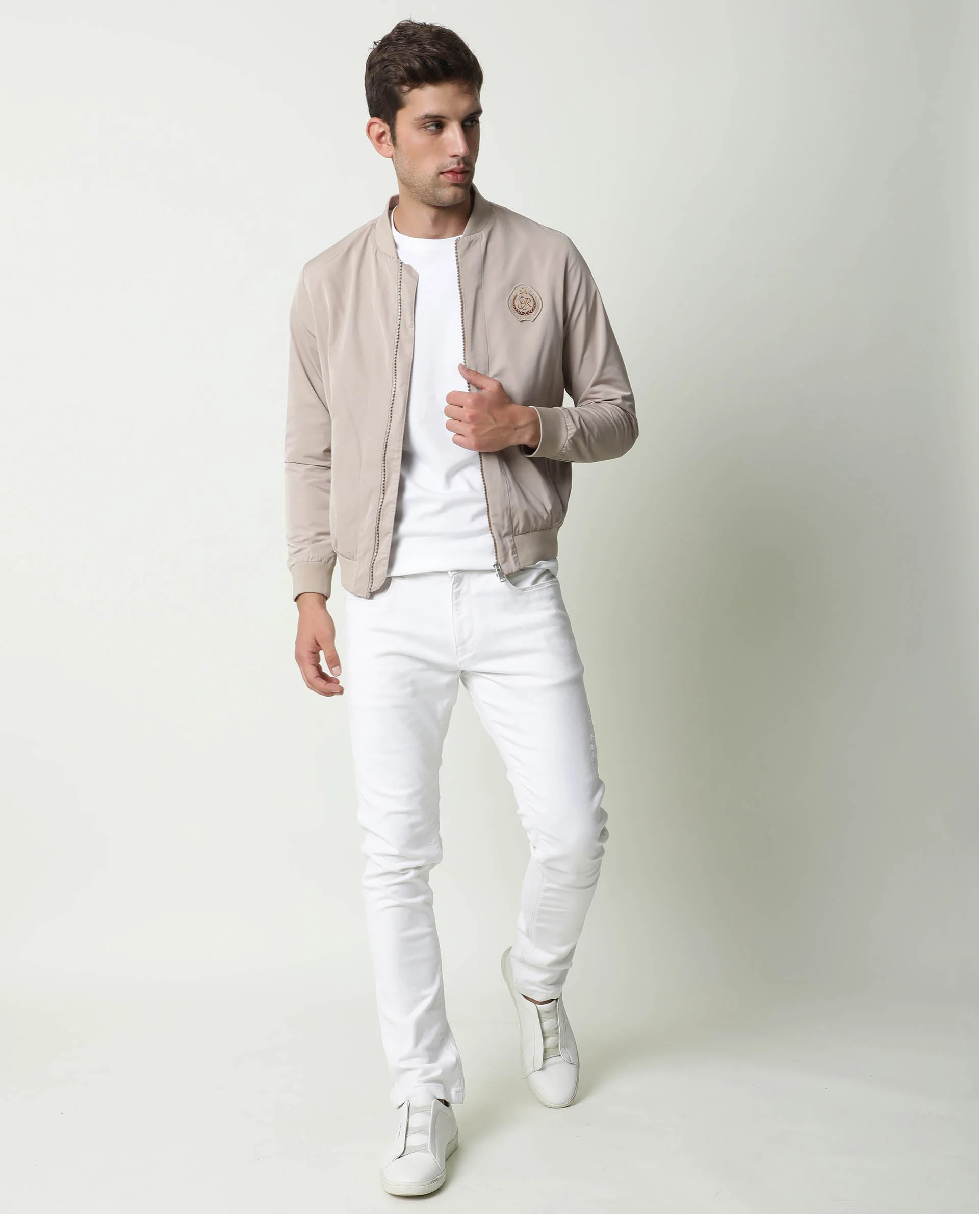 Rare Rabbit Men's Raban Beige Polyester Plain Regular Fit Full Sleeve Mandarin Collar Jacket - Image 3