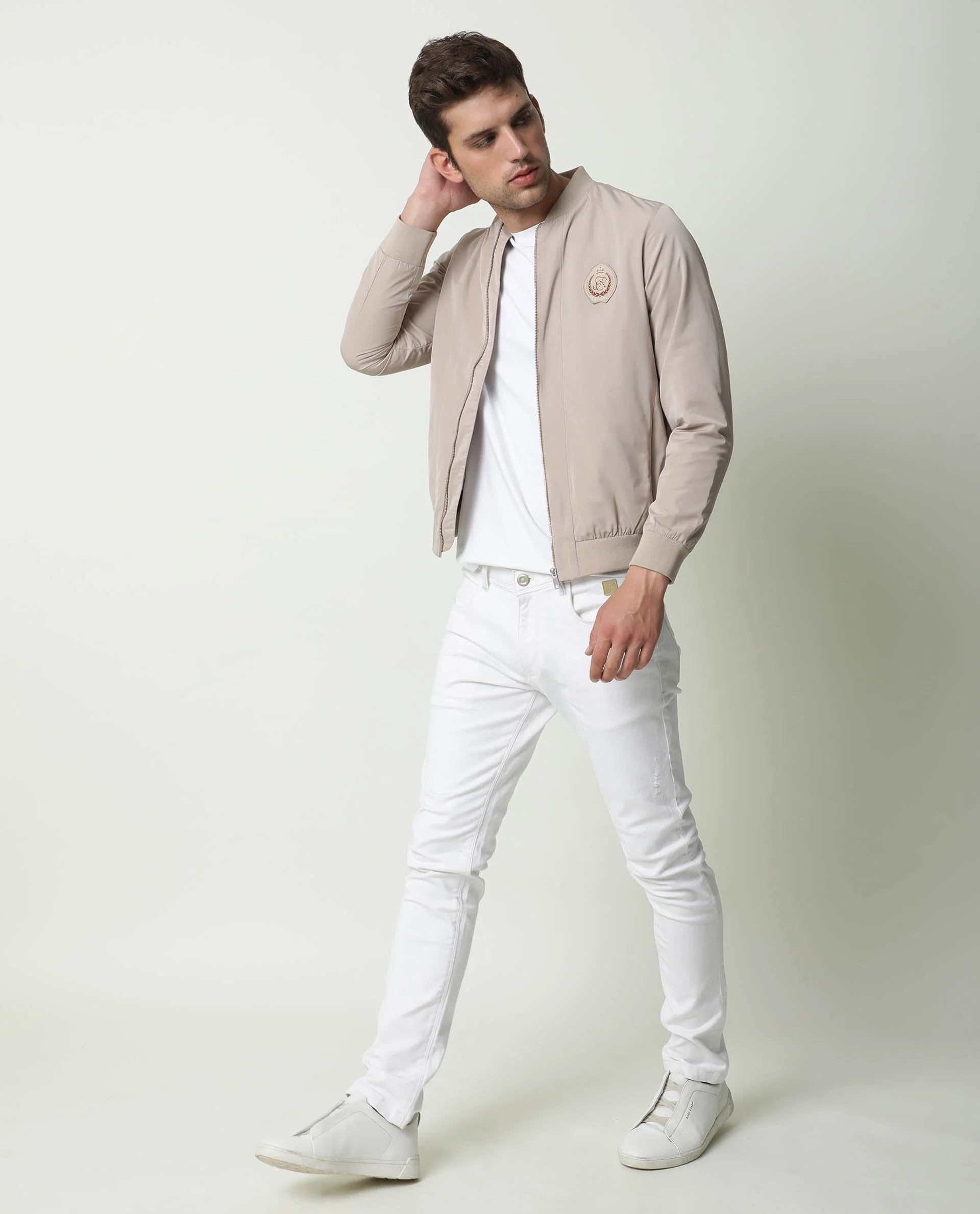 Rare Rabbit Men's Raban Beige Polyester Plain Regular Fit Full Sleeve Mandarin Collar Jacket - Image 5