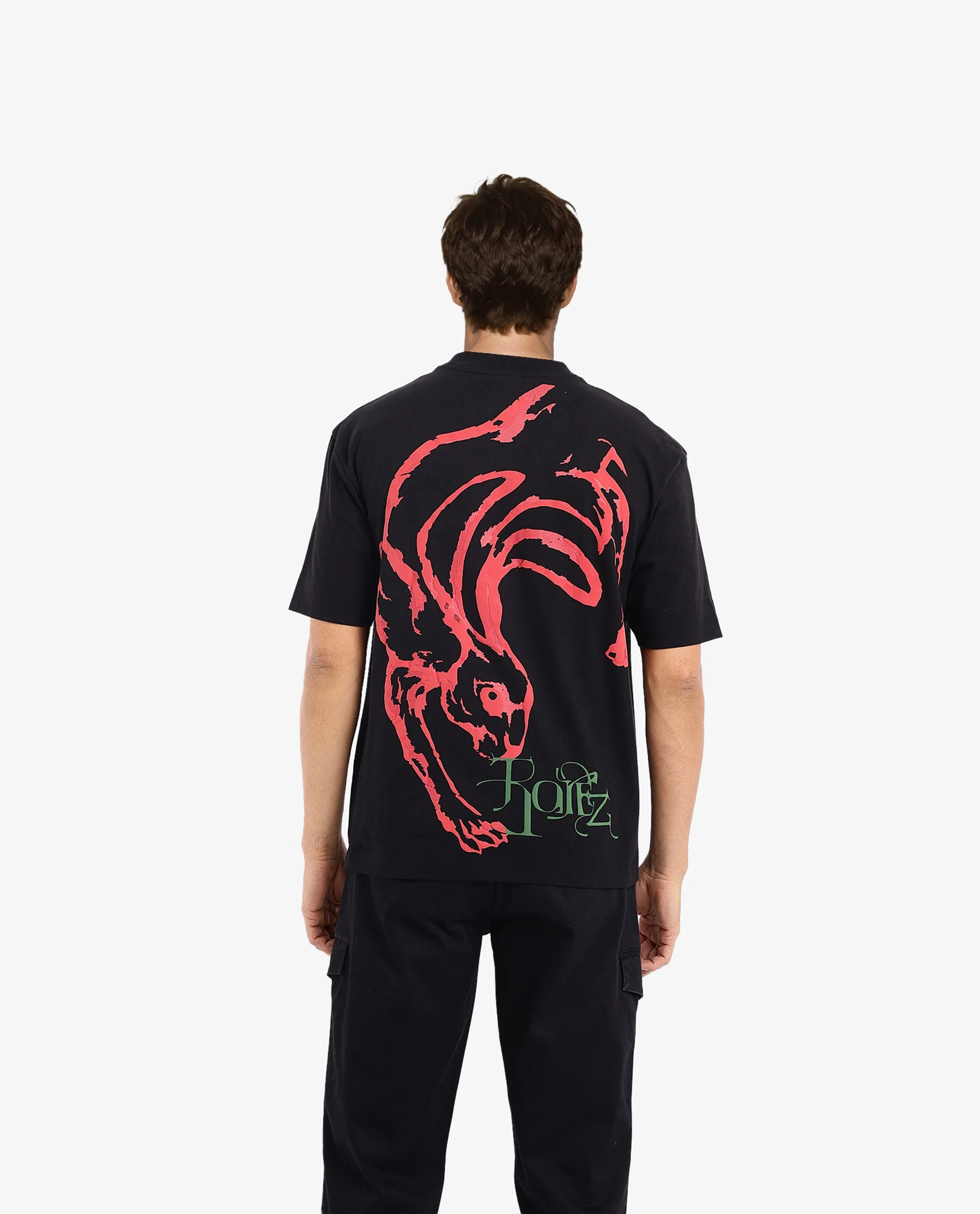 Rare Rabbit Men's Rabb Black Cotton Graphic Print Oversized Fit Half Sleeve Crew Neck T-Shirt - Image 6