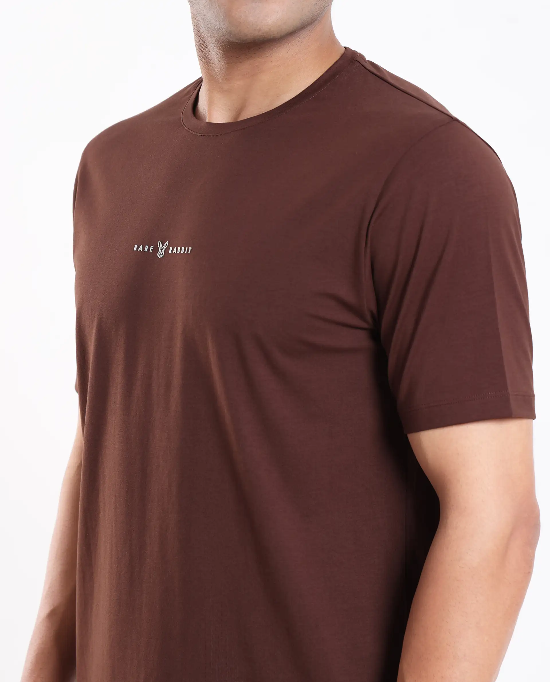Rare Rabbit Men's Rabbit-25 Dark Brown Cotton Blend Graphic Print Regular Fit Half Sleeve Crew Neck T-Shirt - Image 3