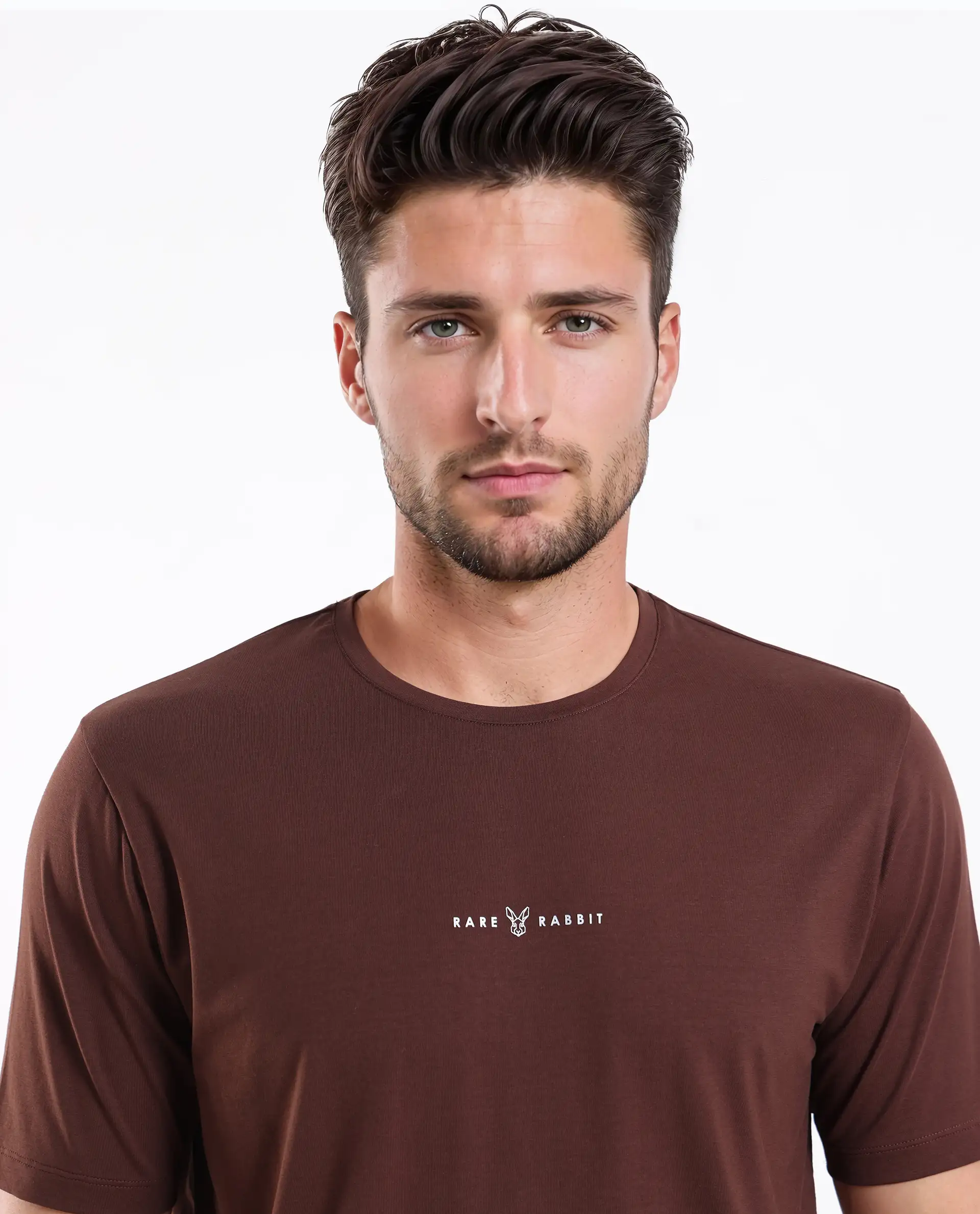 Rare Rabbit Men's Rabbit-25 Dark Brown Cotton Blend Graphic Print Regular Fit Half Sleeve Crew Neck T-Shirt - Image 7