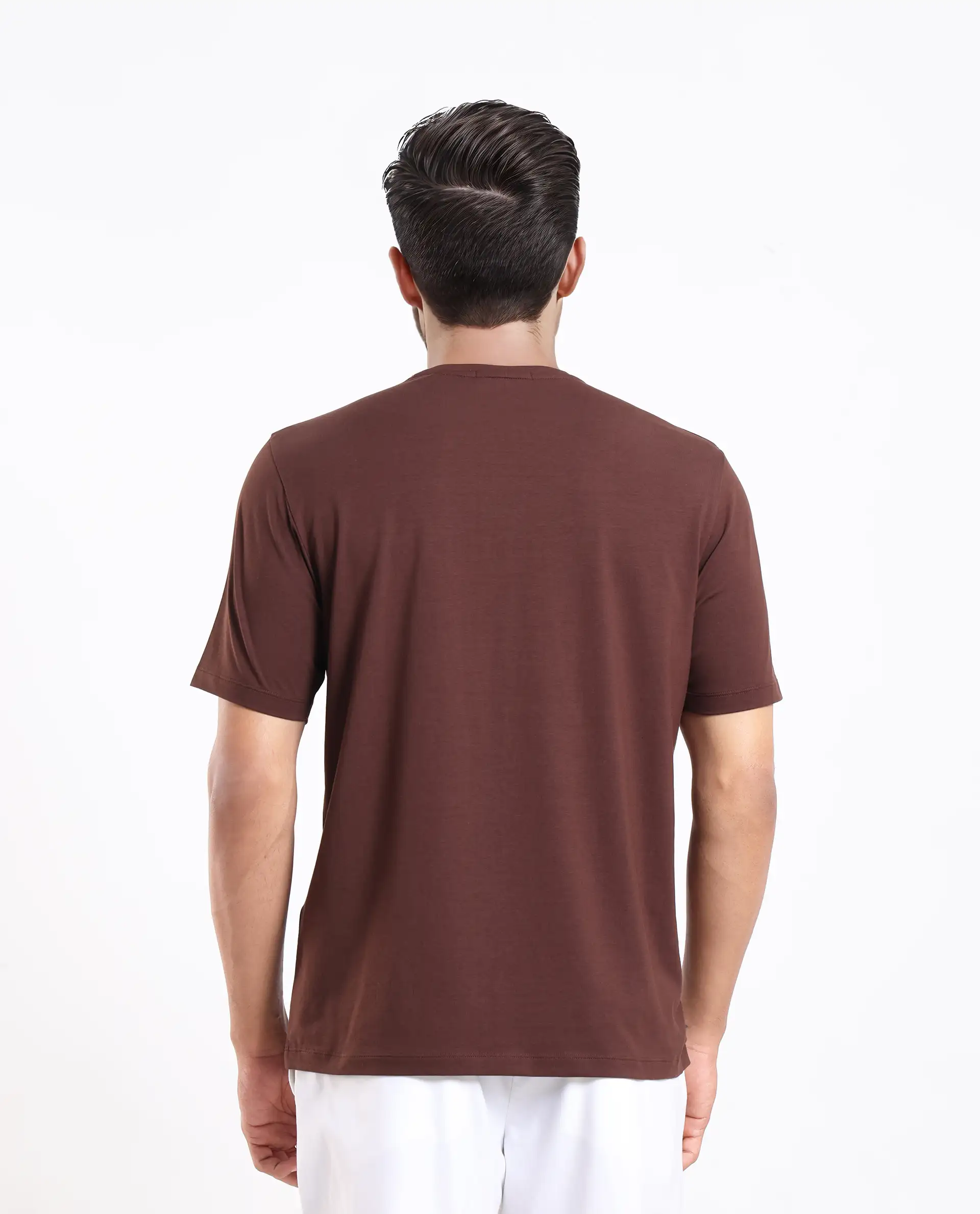 Rare Rabbit Men's Rabbit-25 Dark Brown Cotton Blend Graphic Print Regular Fit Half Sleeve Crew Neck T-Shirt - Image 8