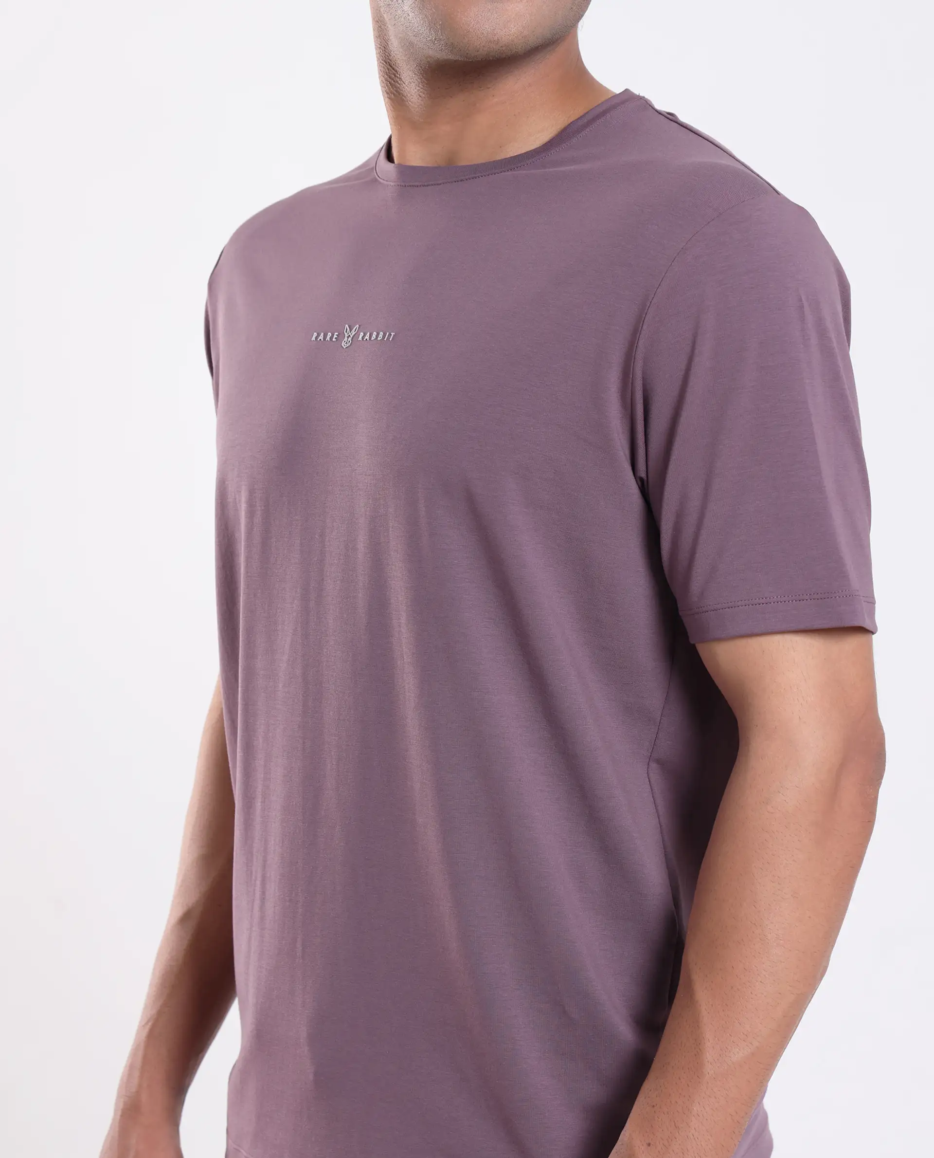 Rare Rabbit Men's Rabbit-25 Dusky Purple Cotton Blend Graphic Print Regular Fit Half Sleeve Crew Neck T-Shirt - Image 3