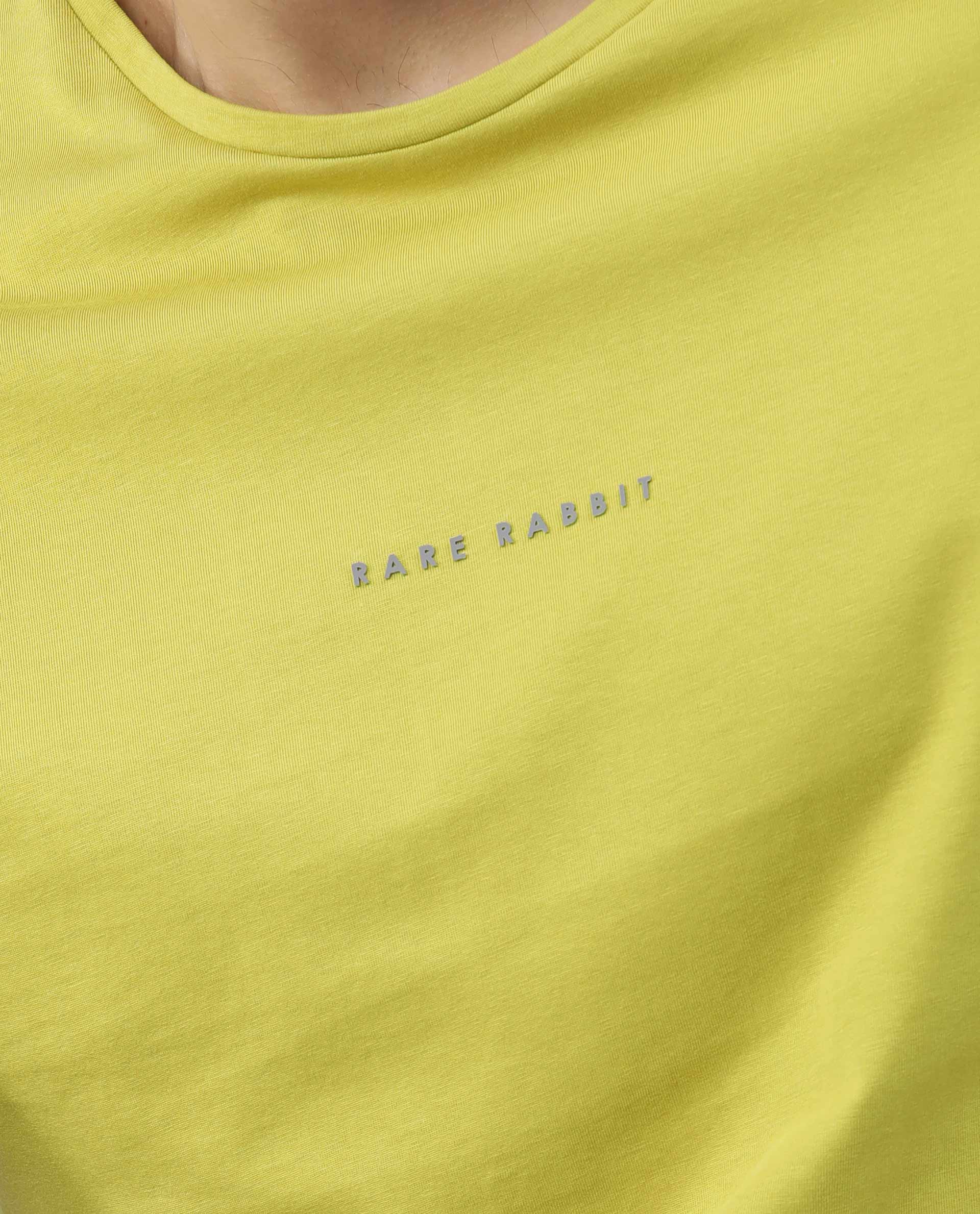 Rare Rabbit Men's Rabbit 3 Lime Green Cotton Slim Fit Half Sleeve Crew Neck T-Shirt - Image 5