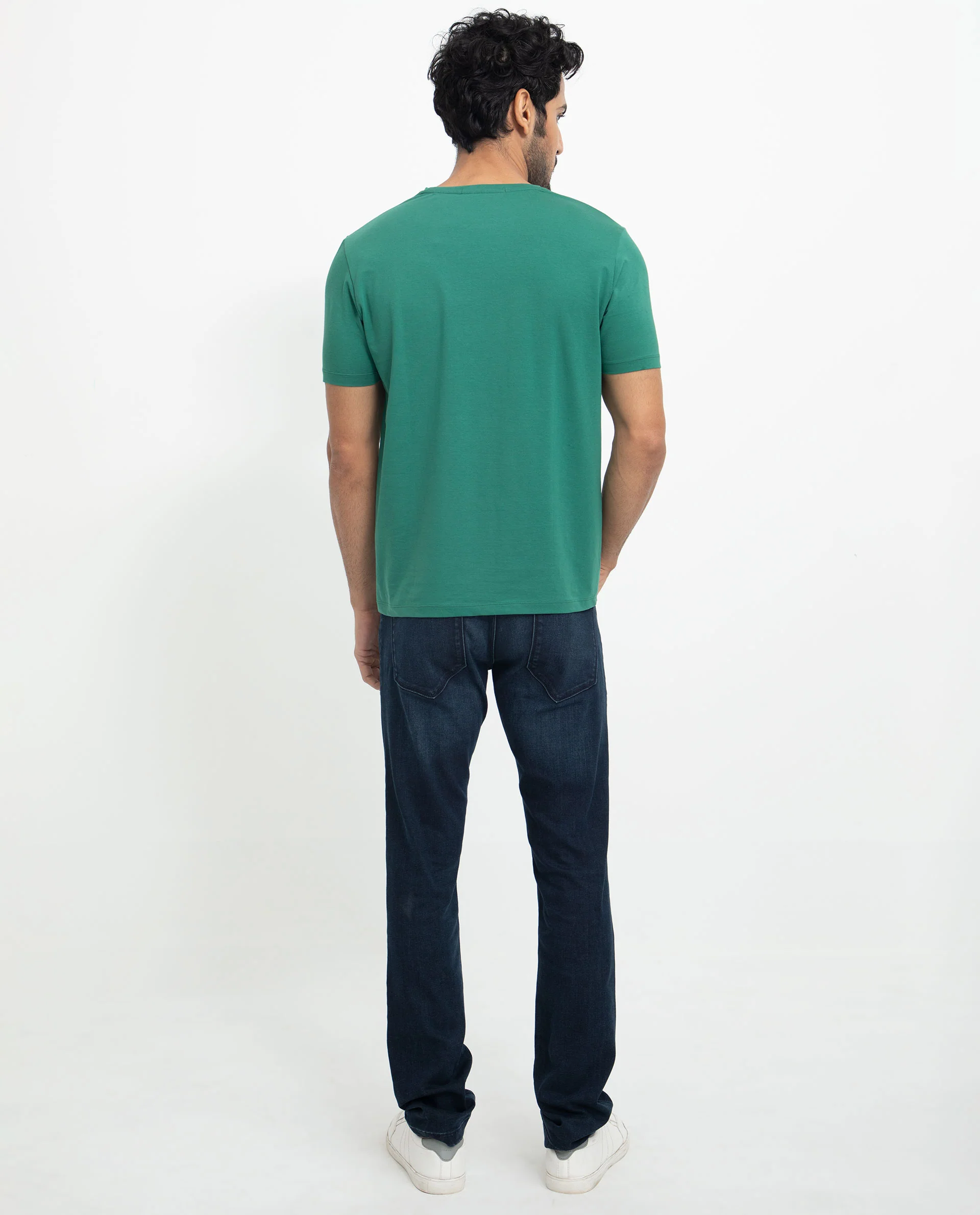 Rare Rabbit Men's Rabbit-5 Green Cotton Plain Regular Fit Half Sleeve Crew Neck T-Shirt - Image 10