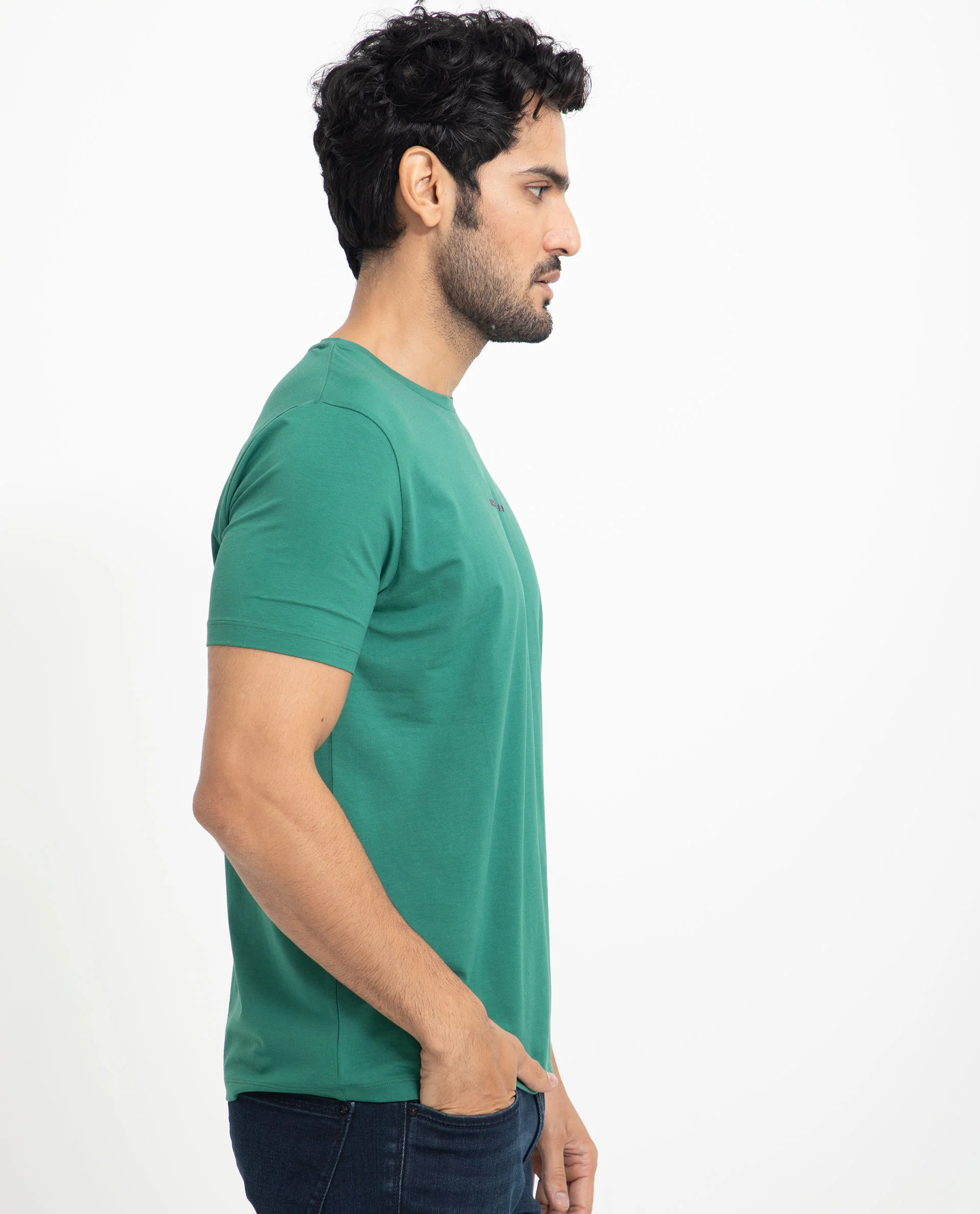 Rare Rabbit Men's Rabbit-5 Green Cotton Plain Regular Fit Half Sleeve Crew Neck T-Shirt - Image 6