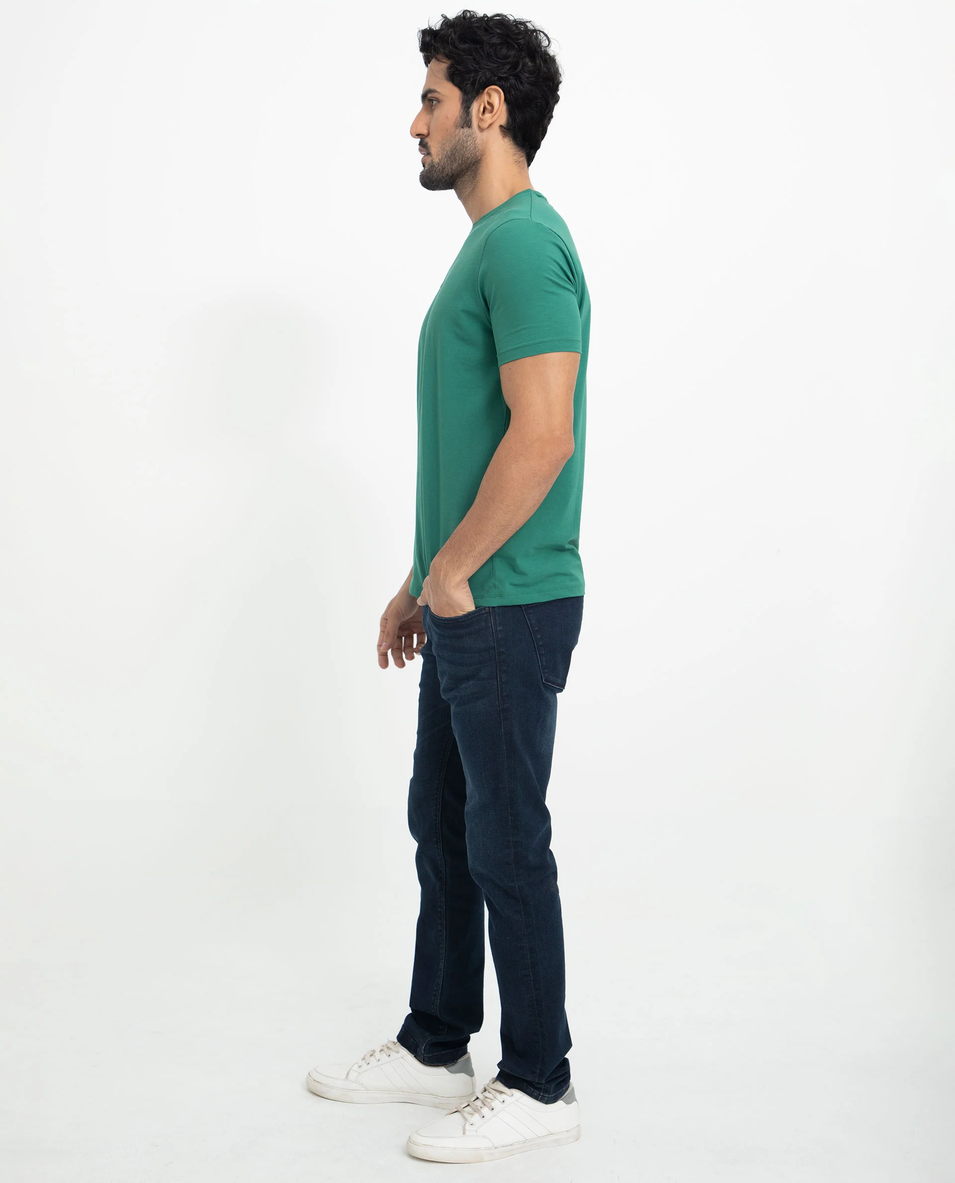 Rare Rabbit Men's Rabbit-5 Green Cotton Plain Regular Fit Half Sleeve Crew Neck T-Shirt - Image 8