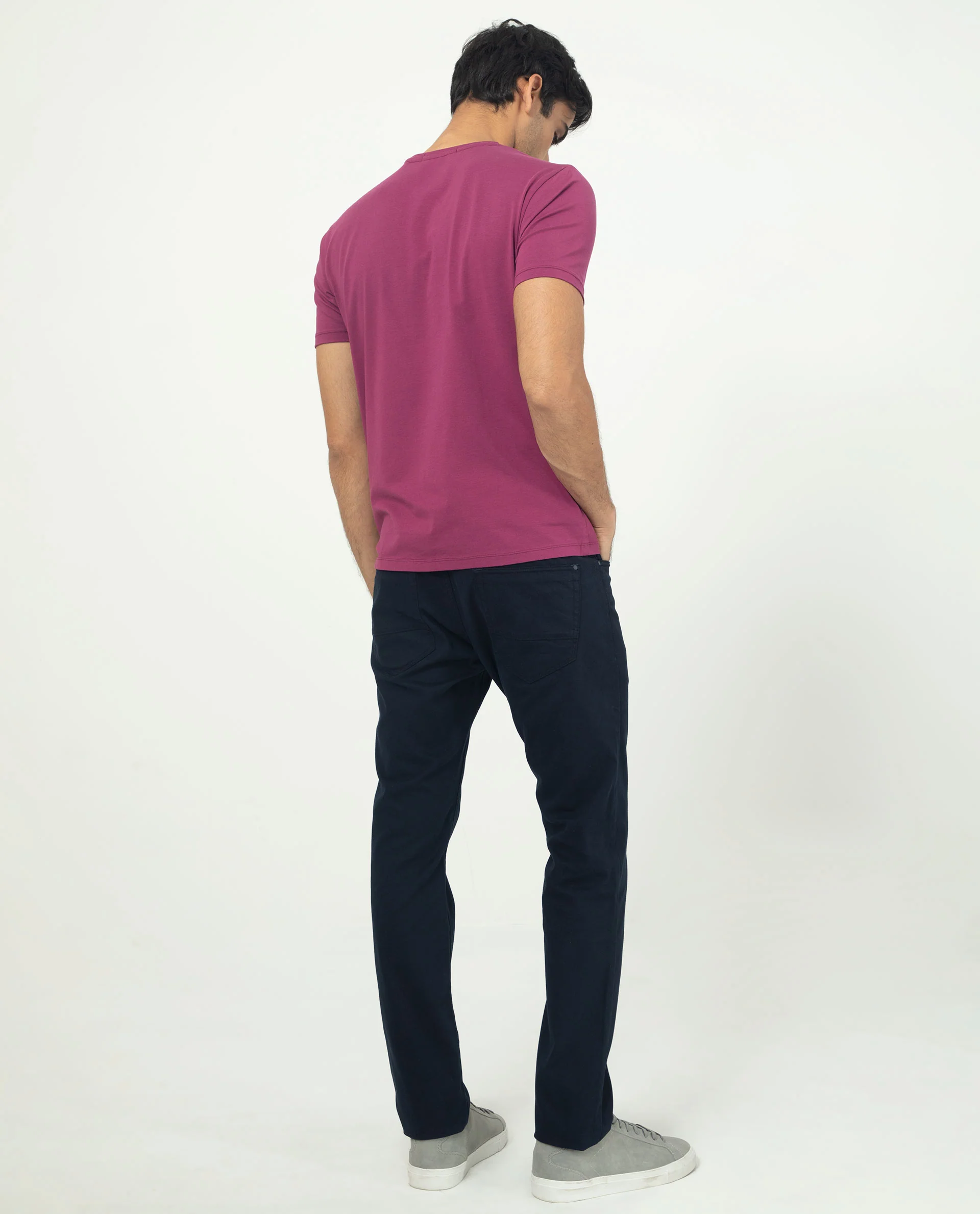 Rare Rabbit Men's Rabbit-5 Pink Cotton Plain Regular Fit Half Sleeve Crew Neck T-Shirt - Image 10