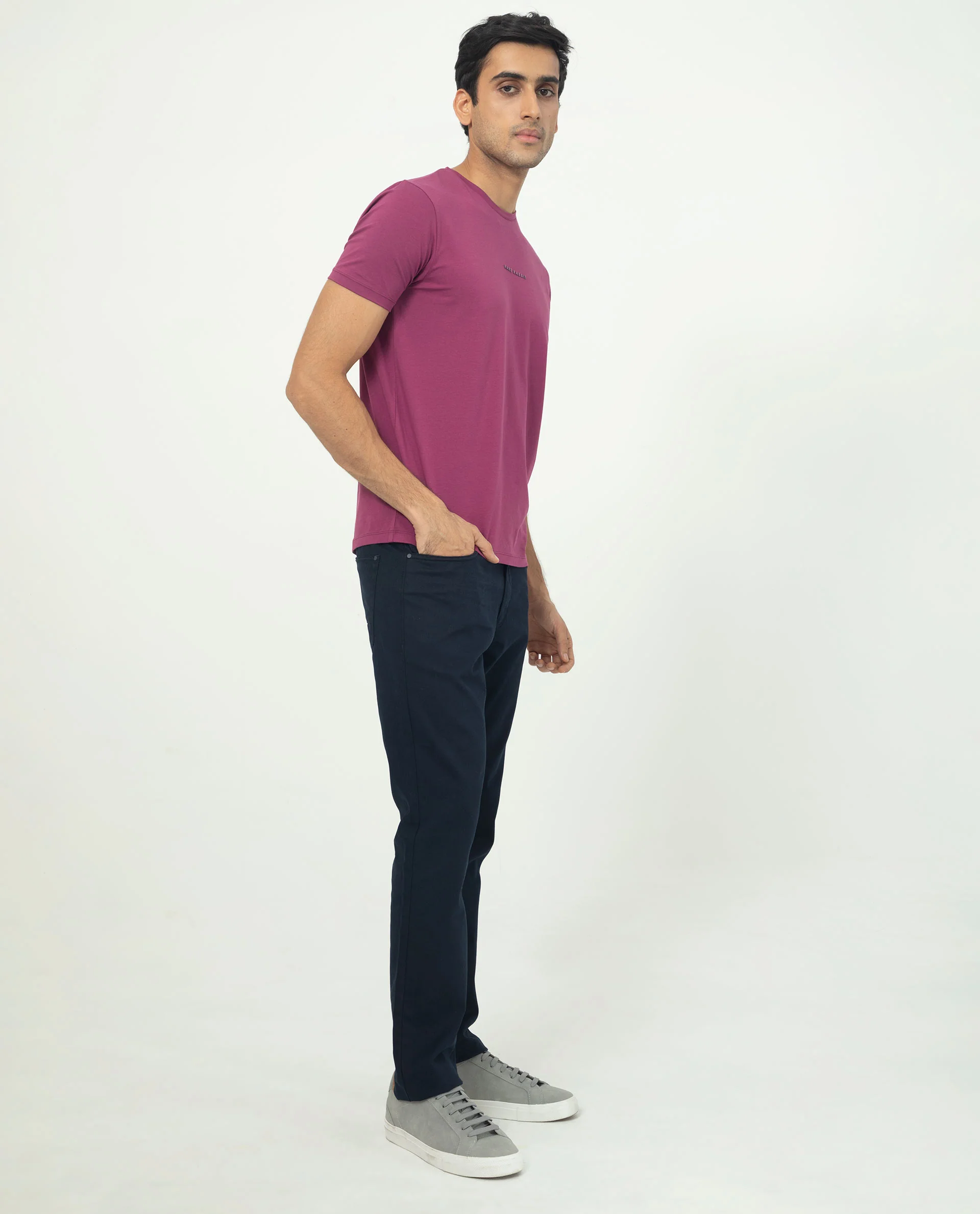 Rare Rabbit Men's Rabbit-5 Pink Cotton Plain Regular Fit Half Sleeve Crew Neck T-Shirt - Image 7