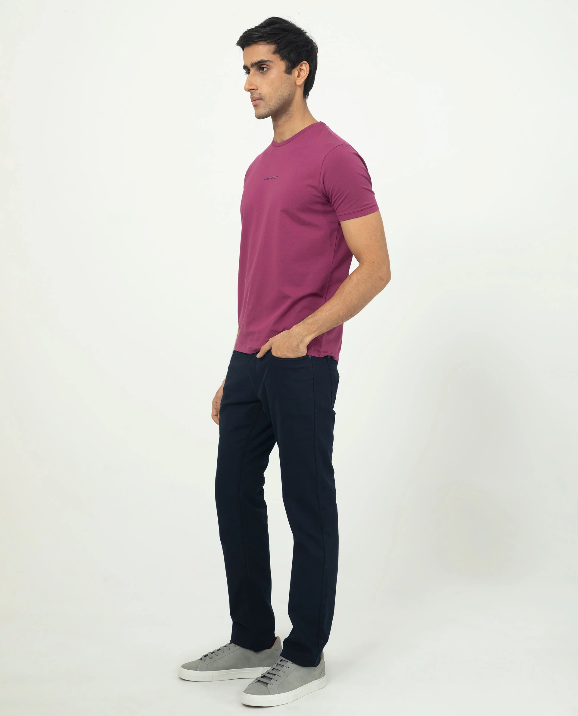 Rare Rabbit Men's Rabbit-5 Pink Cotton Plain Regular Fit Half Sleeve Crew Neck T-Shirt - Image 8