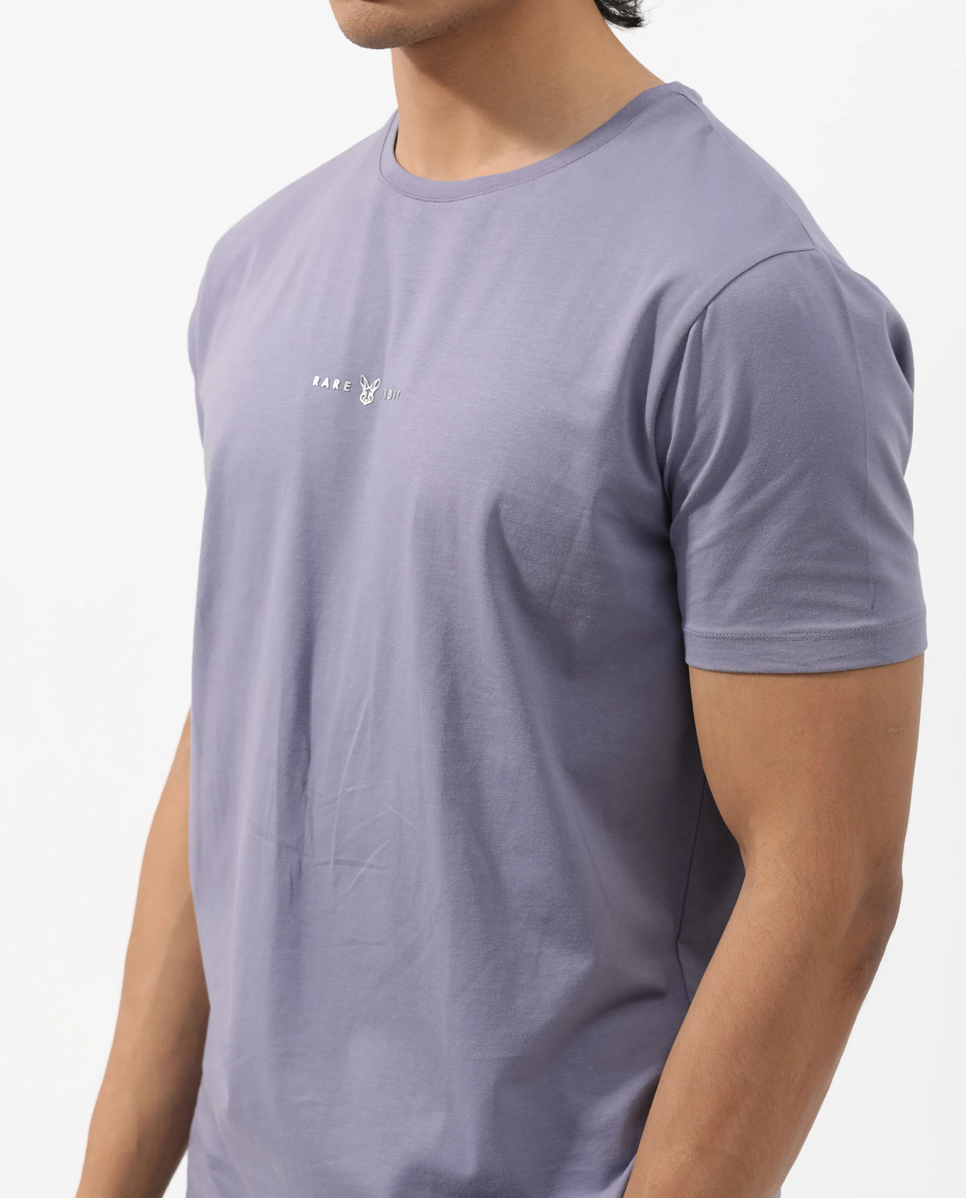 Rare Rabbit Men's Rabbitz Dusky Purple Cotton Blend Plain Regular Fit Half Sleeve Crew Neck T-Shirt - Image 10