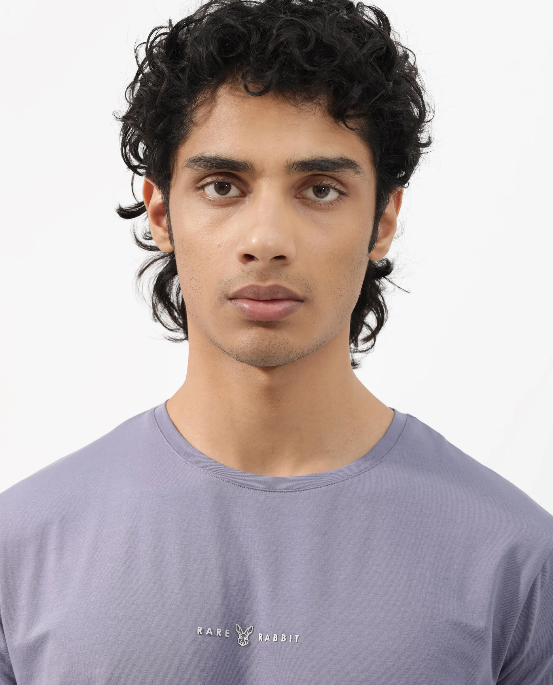 Rare Rabbit Men's Rabbitz Dusky Purple Cotton Blend Plain Regular Fit Half Sleeve Crew Neck T-Shirt - Image 7