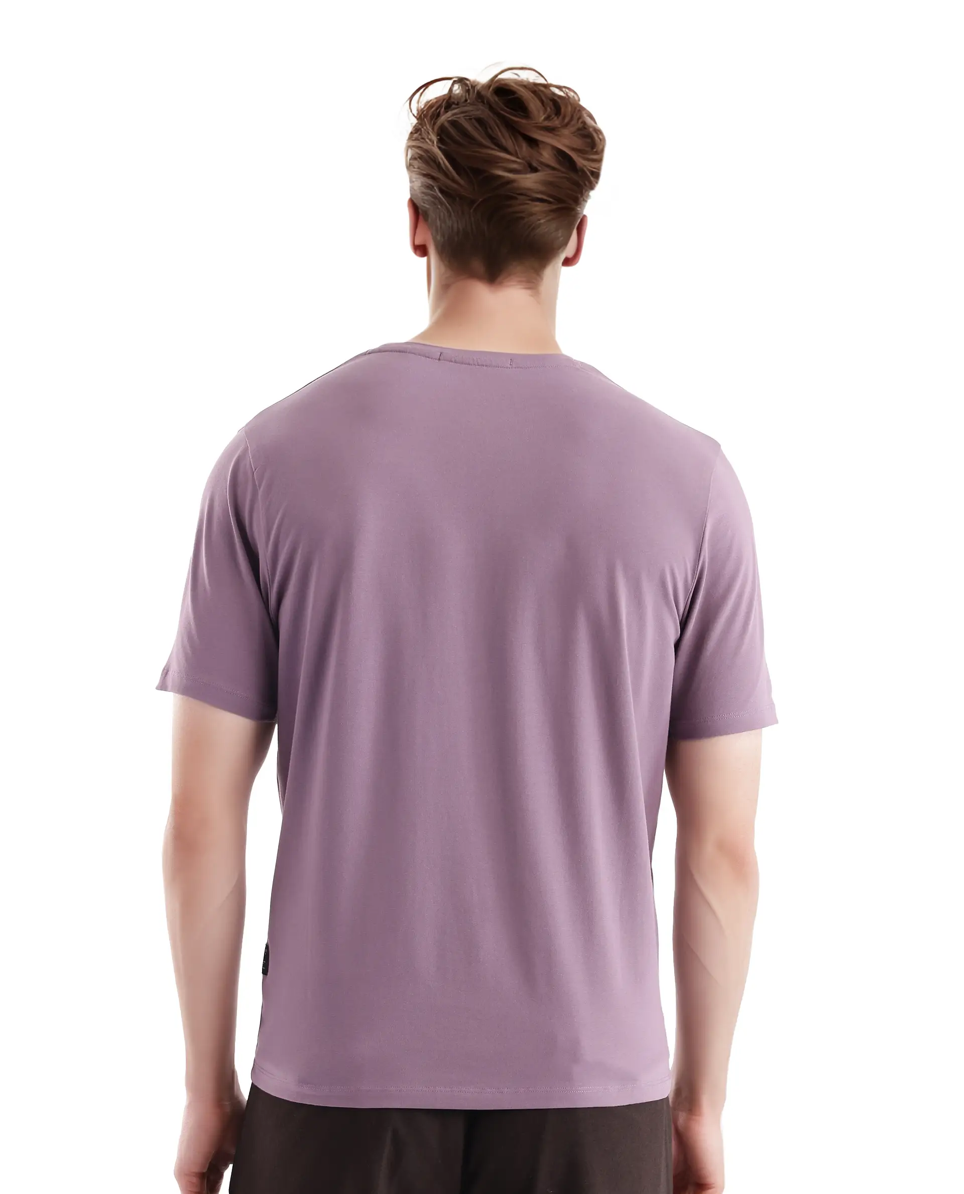 Rare Rabbit Men's Rabo Dusky Purple Cotton Graphic Print Regular Fit Half Sleeve Crew Neck T-Shirt - Image 4