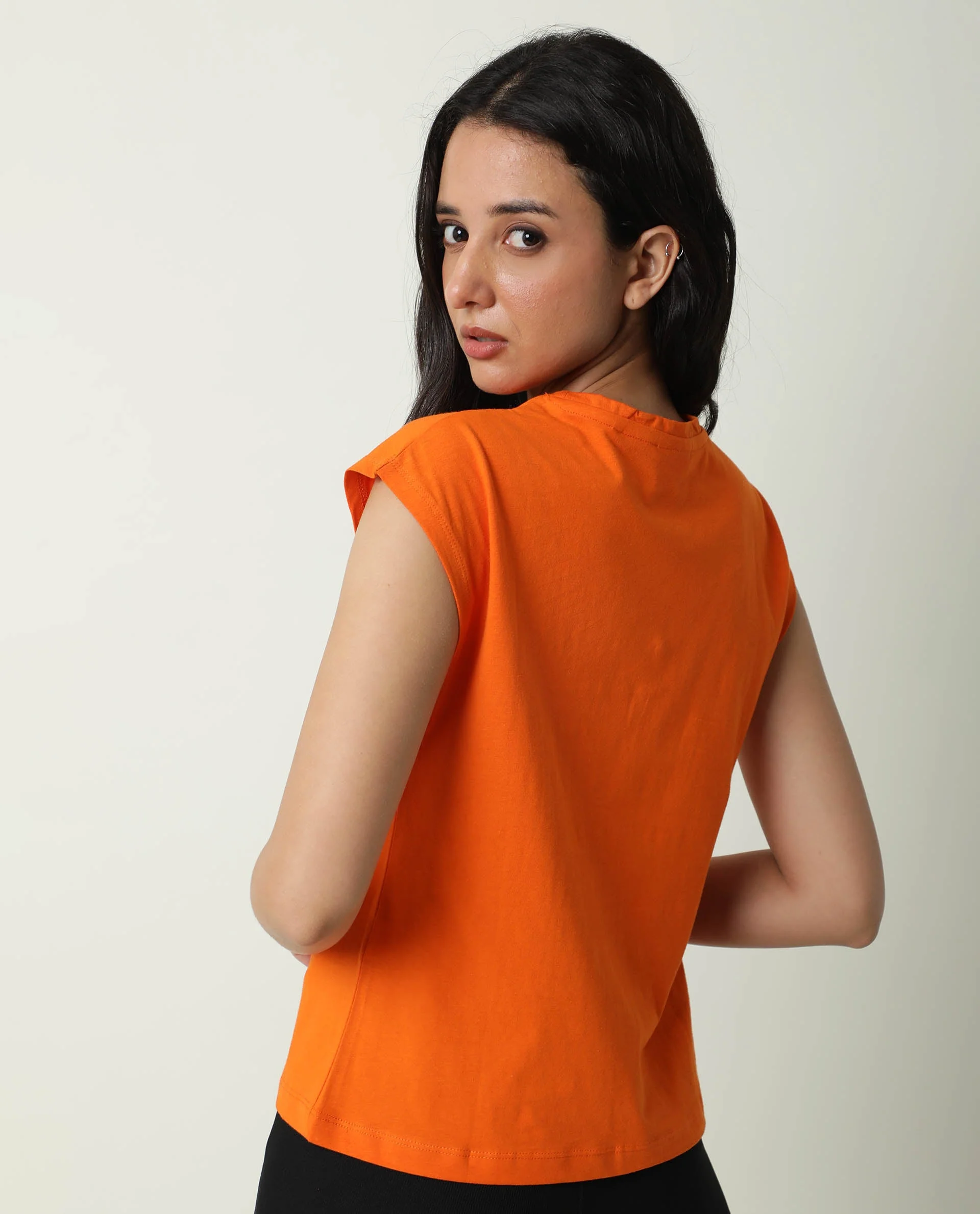 Rareism Women's Race Orange Cotton Crew Neck Graphic Print Regular Fit T-Shirt - Image 7