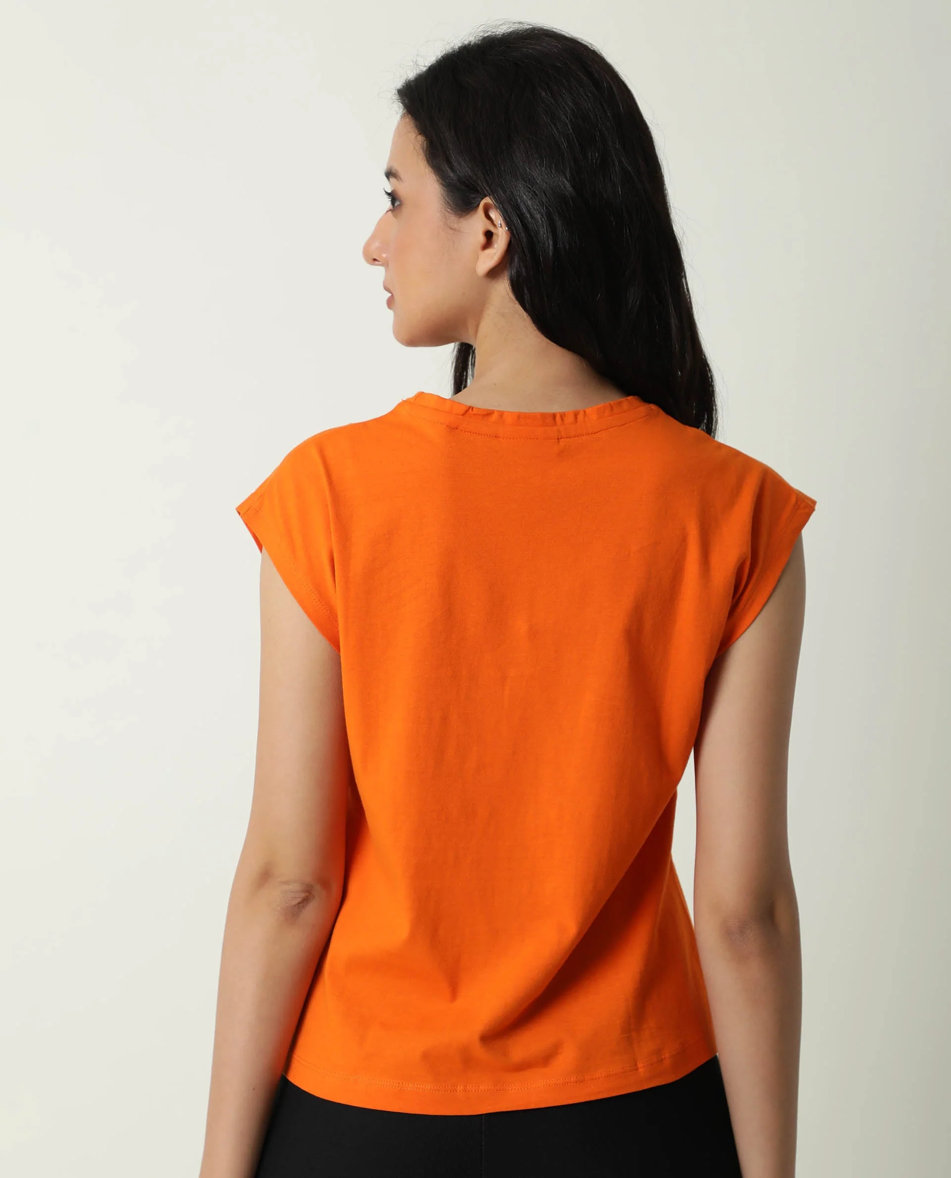 Rareism Women's Race Orange Cotton Crew Neck Graphic Print Regular Fit T-Shirt - Image 8