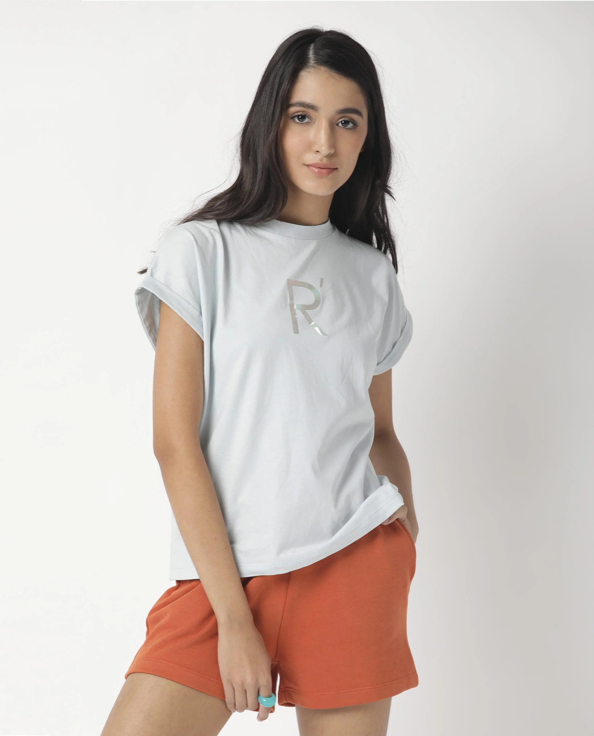 Rareism Women's Rad Blue Cotton Crew Neck Graphic Print Regular Fit T-Shirt - Image 12