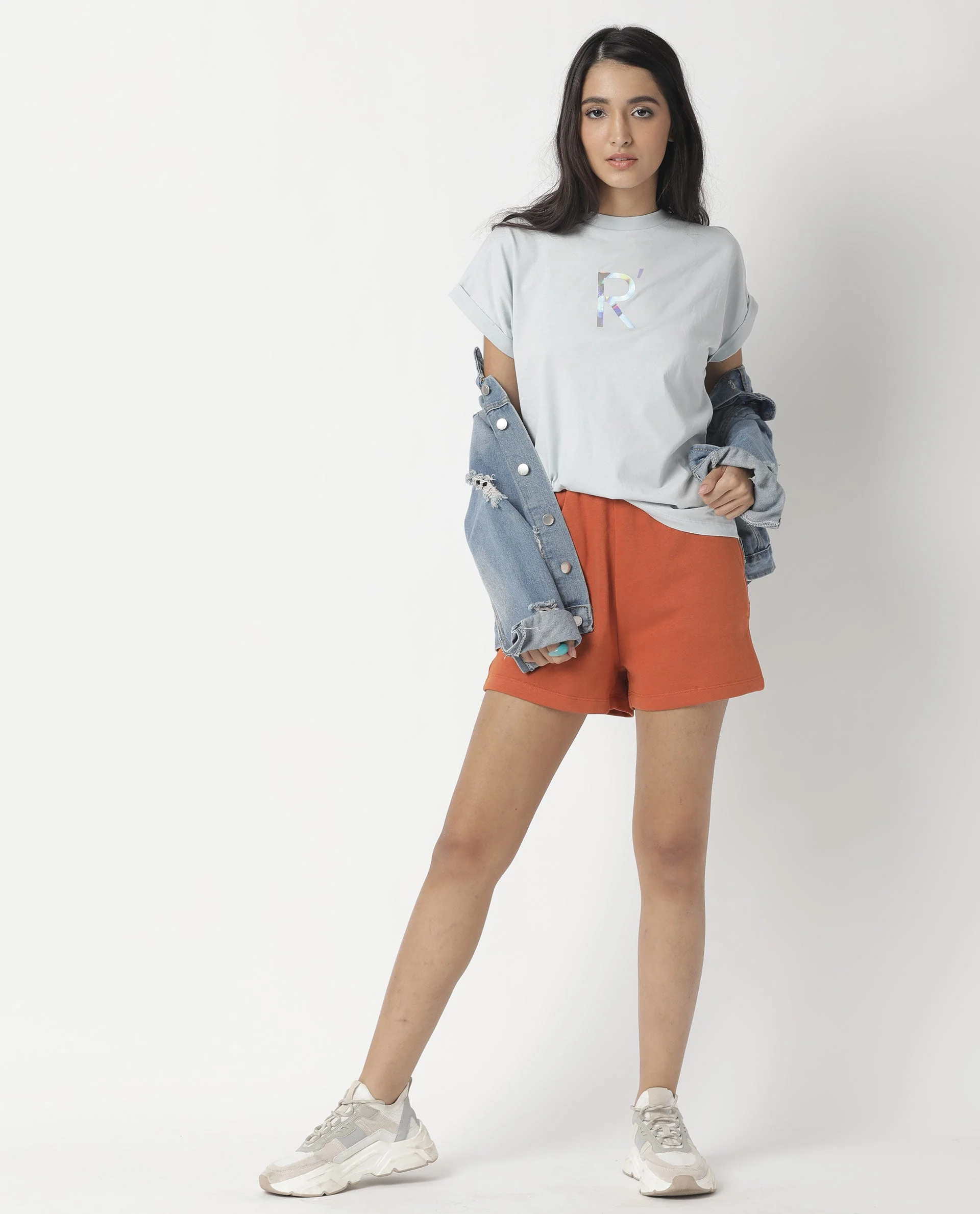 Rareism Women's Rad Blue Cotton Crew Neck Graphic Print Regular Fit T-Shirt - Image 4