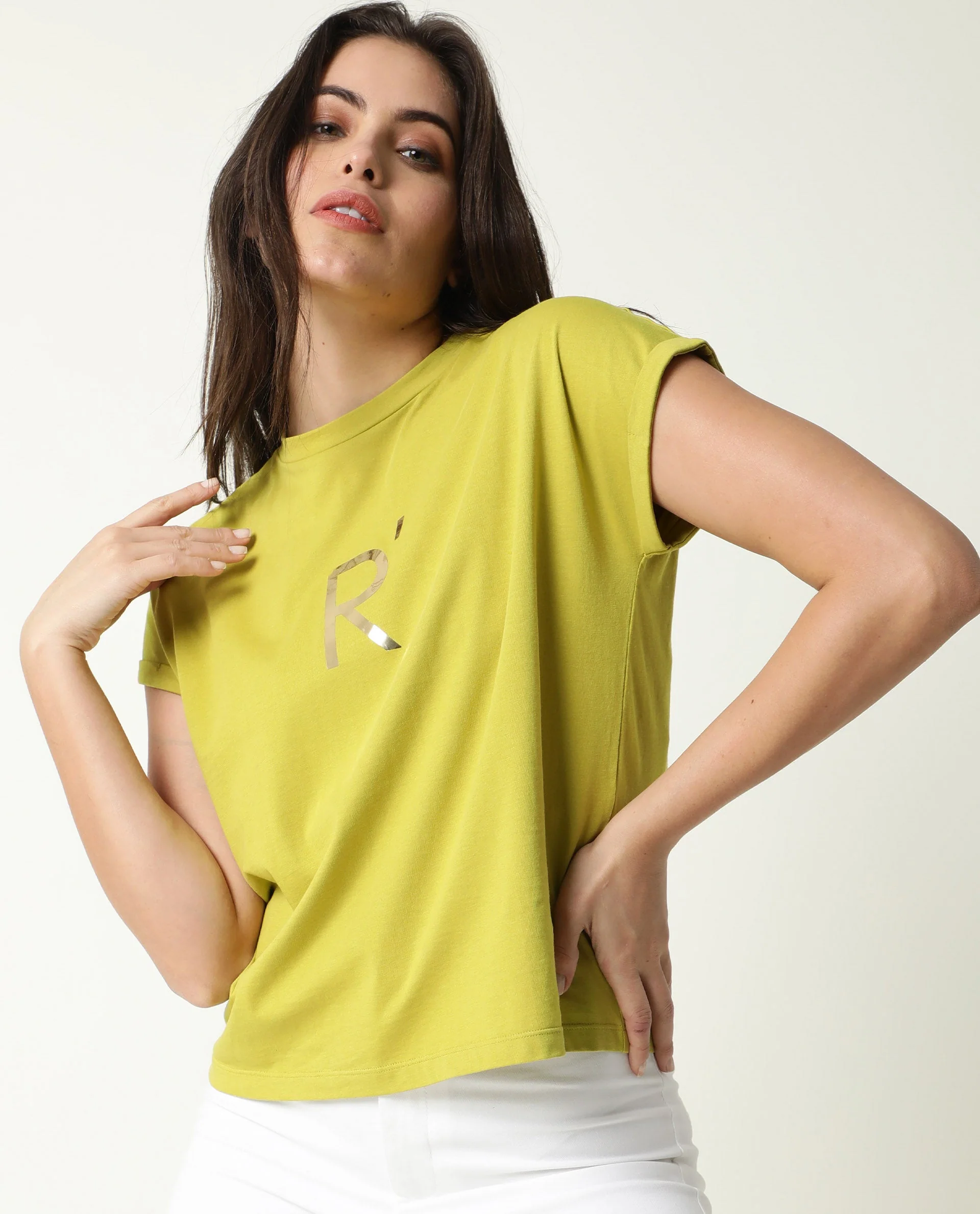 Rareism Women's Rad Green Cotton Crew Neck Graphic Print Regular Fit T-Shirt - Image 4