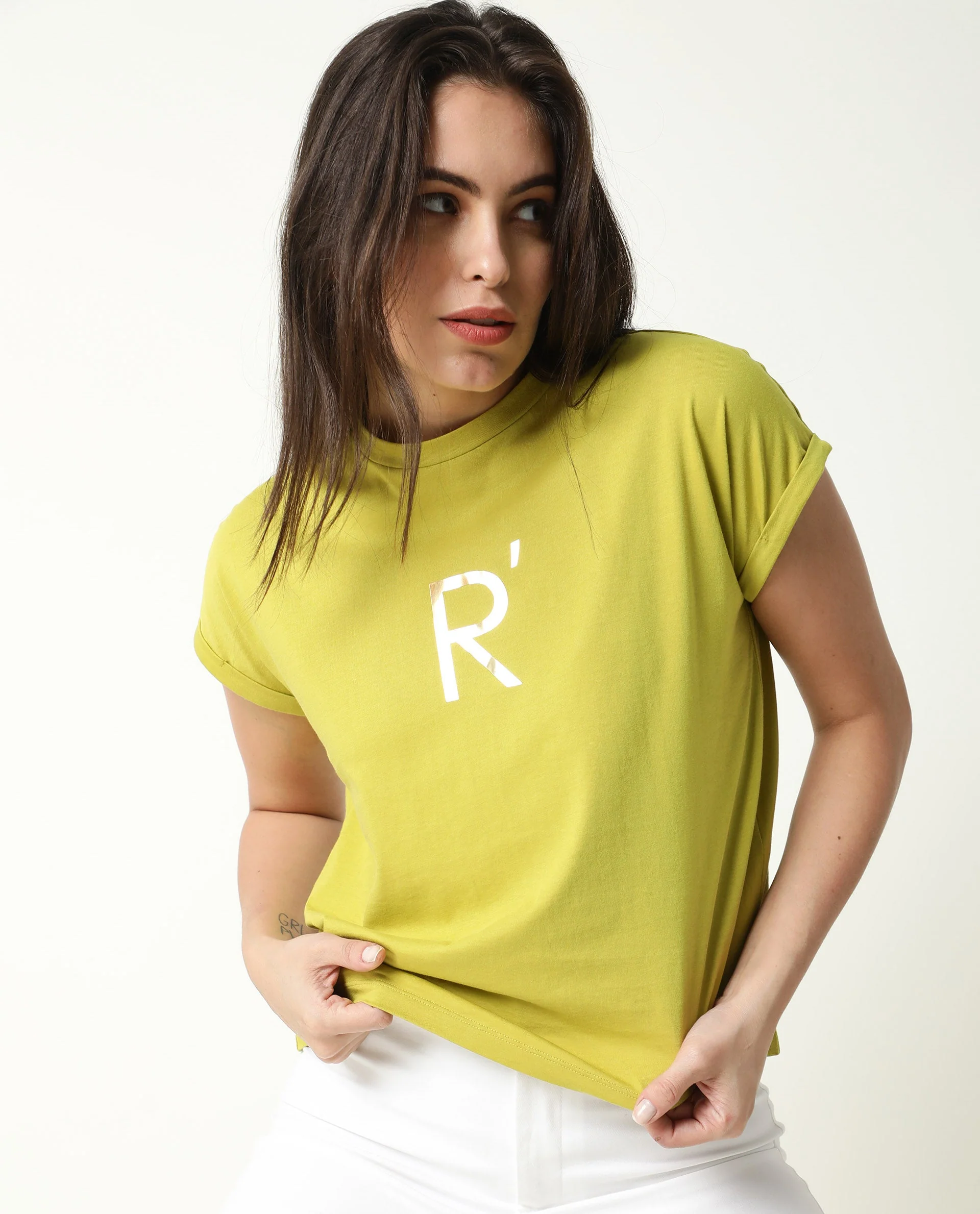 Rareism Women's Rad Green Cotton Crew Neck Graphic Print Regular Fit T-Shirt - Image 6